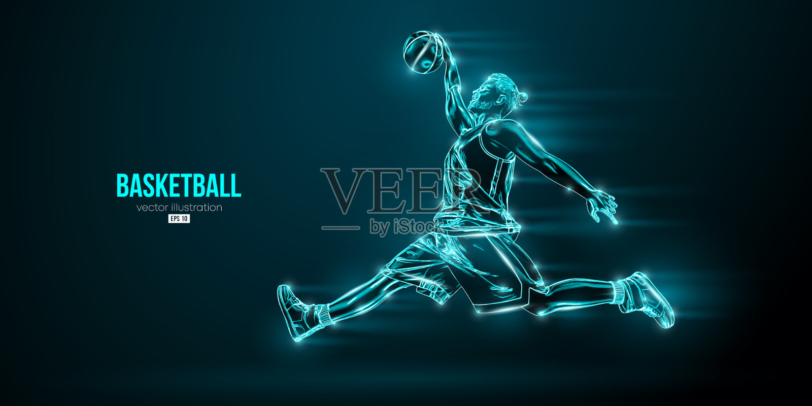 一个篮球运动员的抽象剪影插画图片素材