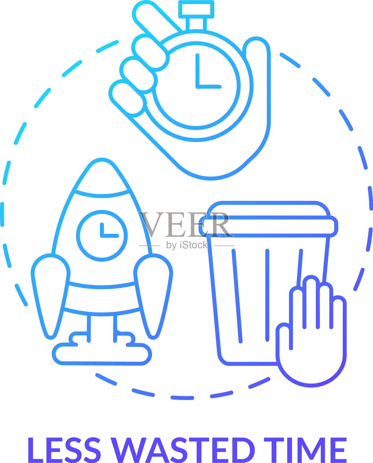 更少浪费时间的蓝色渐变概念图标插画图片素材