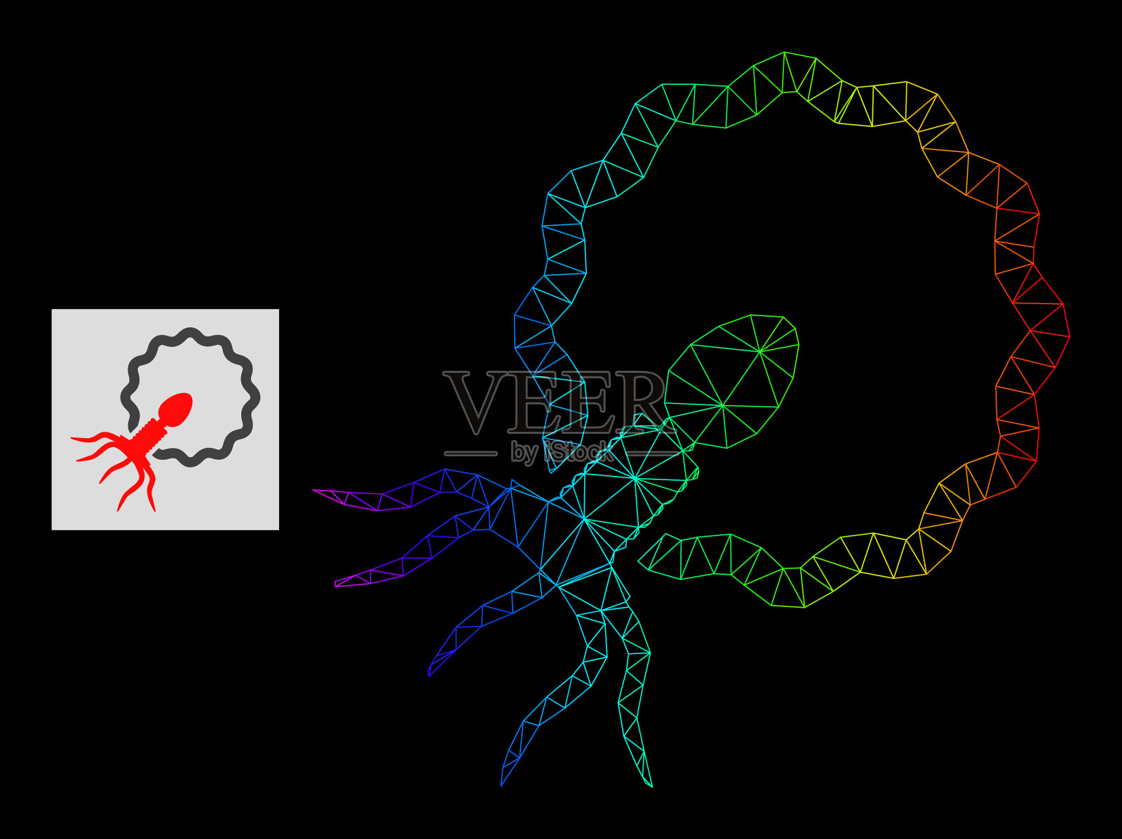 谱梯度多边形网格病毒插画图片素材