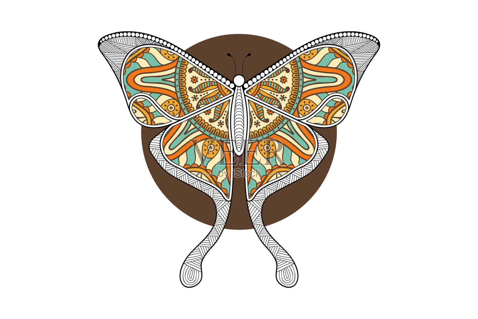 蝴蝶黑白元素线条艺术插画图片素材