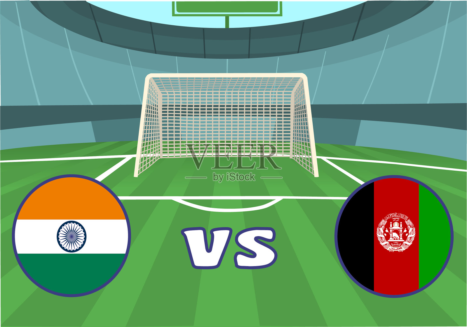 足球印度vs阿富汗插画图片素材