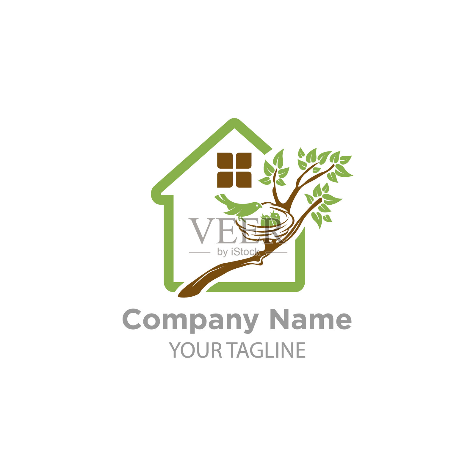 房子的标志建在鸟巢上插画图片素材