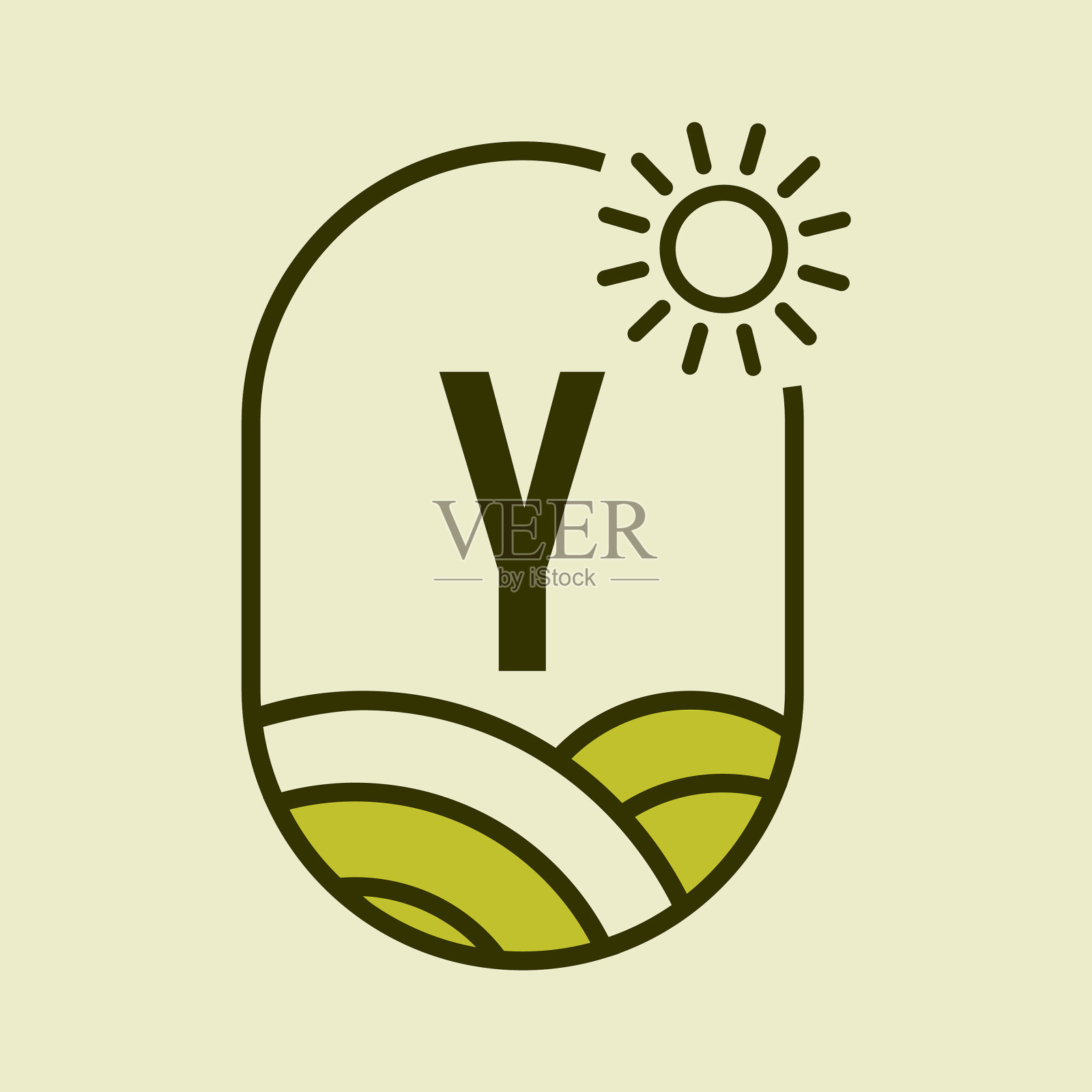 农业标志上字母y纹章模板插画图片素材