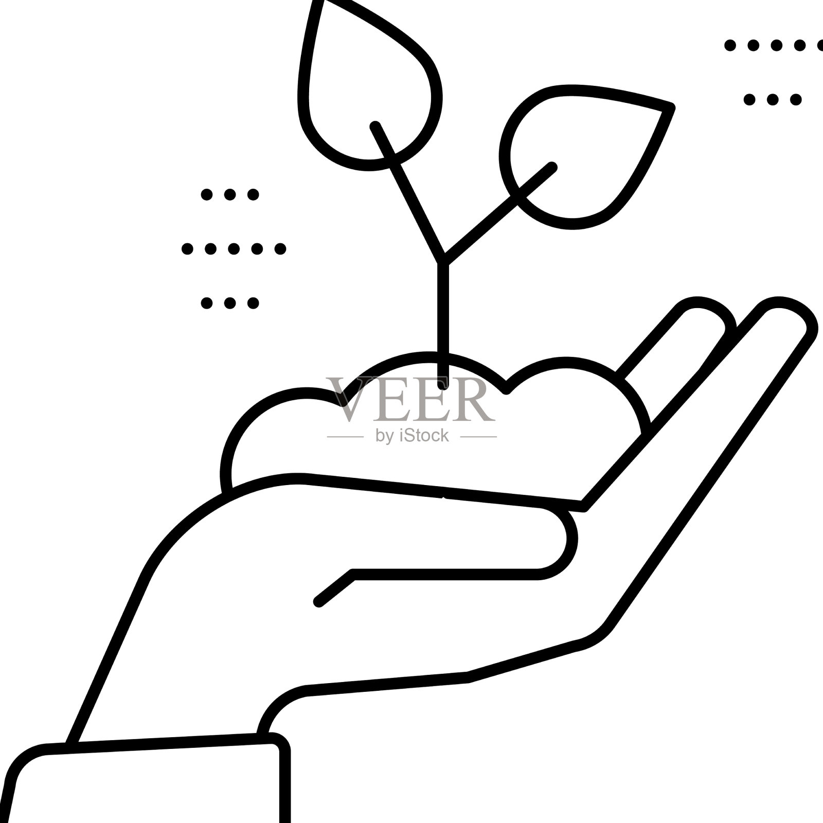 手握生长植物线图标设计元素图片