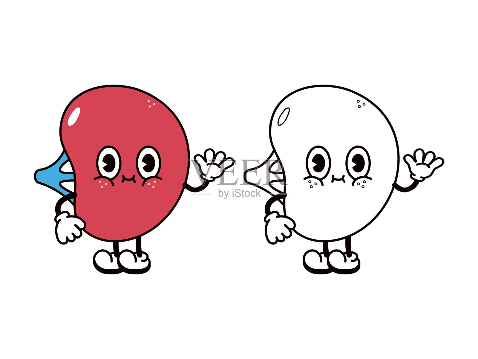 可爱搞笑的脾脏挥着手字手插画图片素材