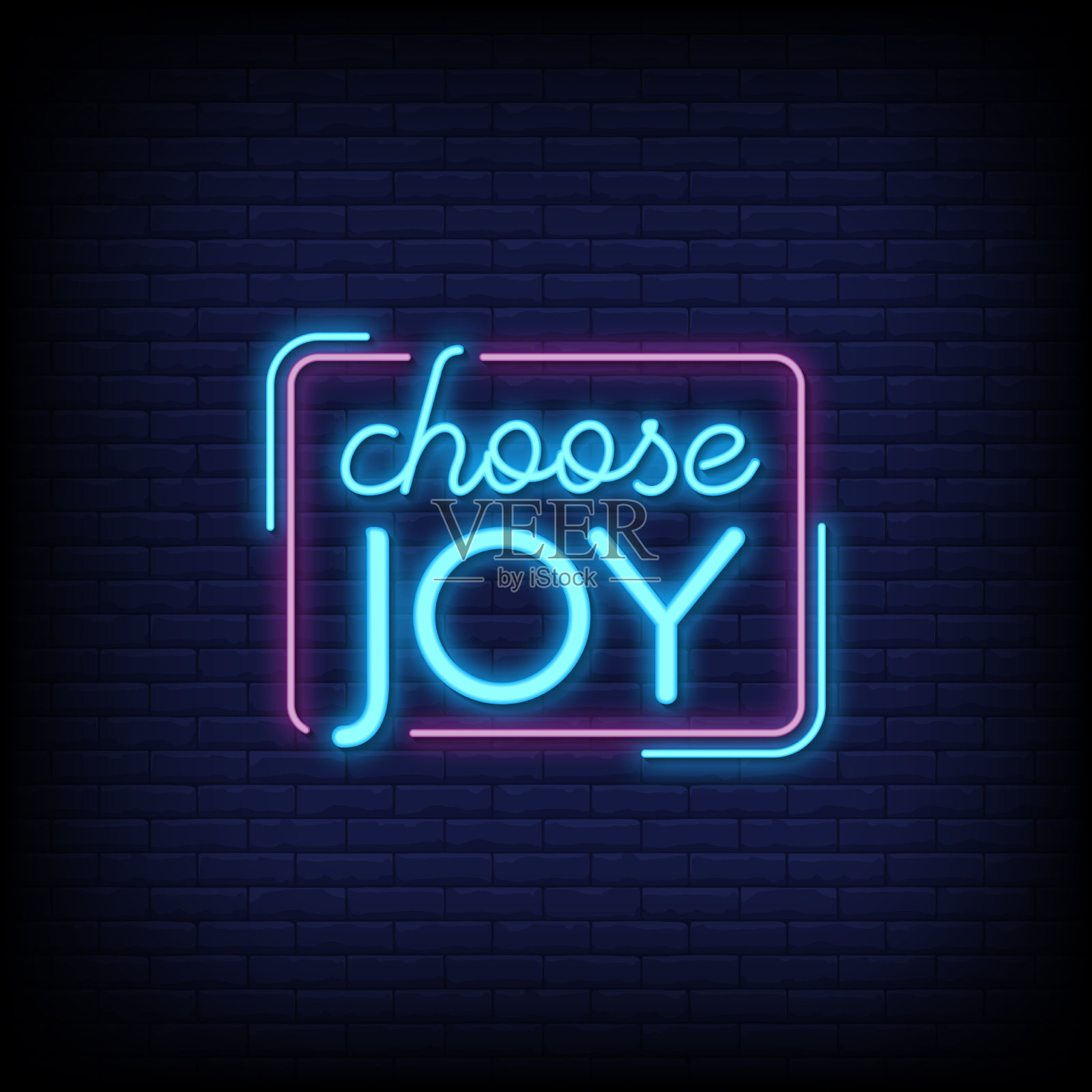 选择欢乐霓虹灯招牌风格的文字插画图片素材