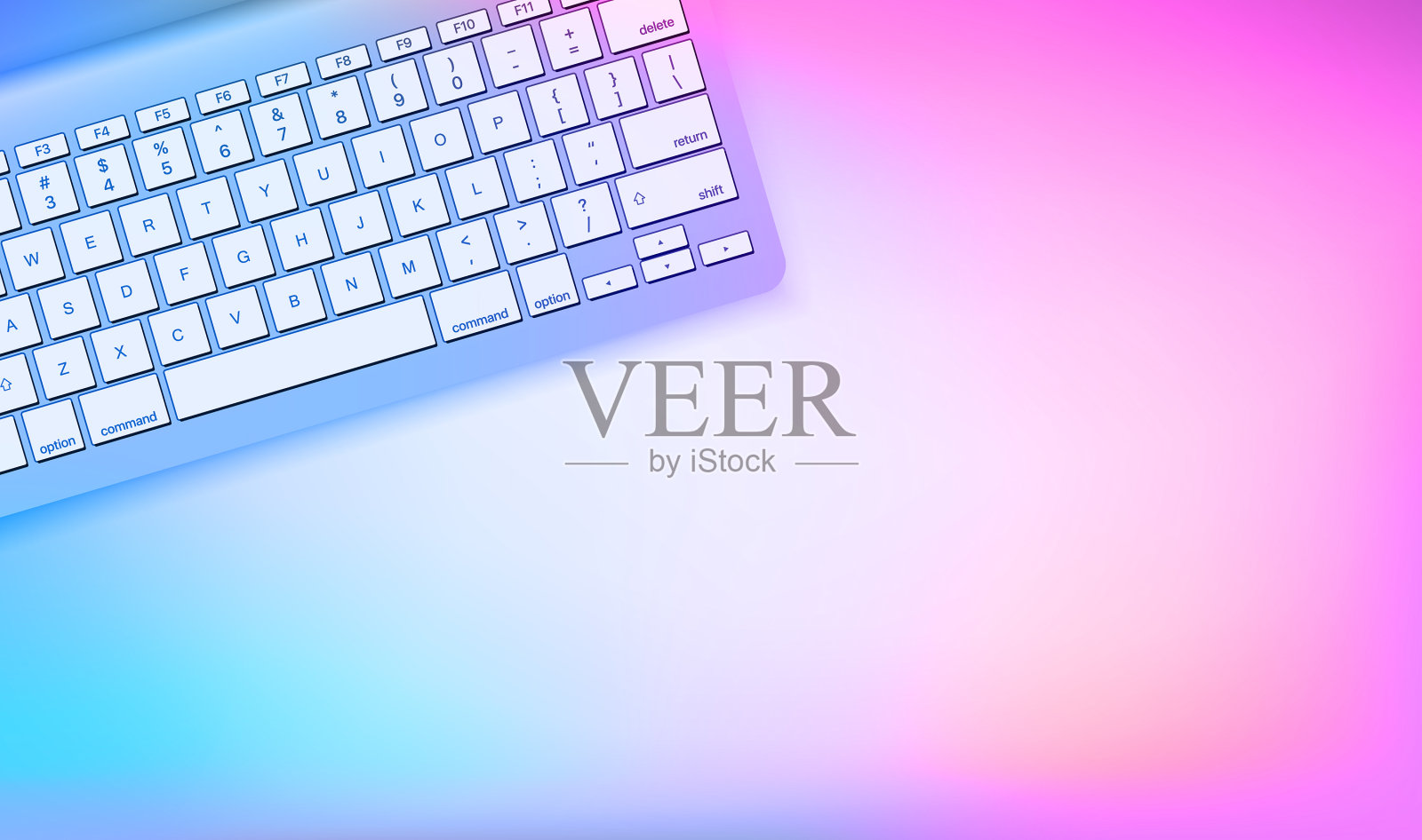 电脑键盘3d横幅与复制空间插画图片素材