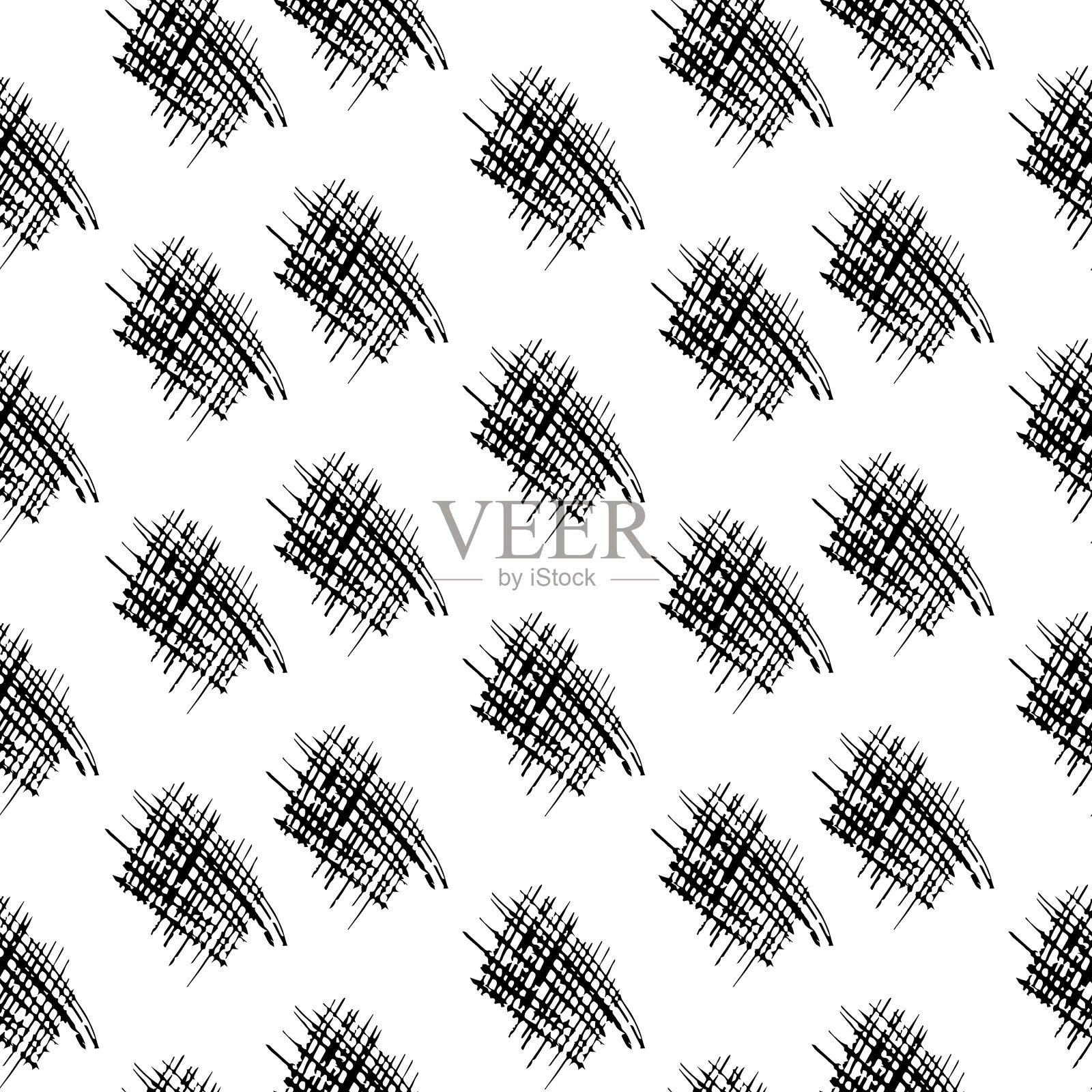 无缝图案与黑色格子涂鸦插画图片素材