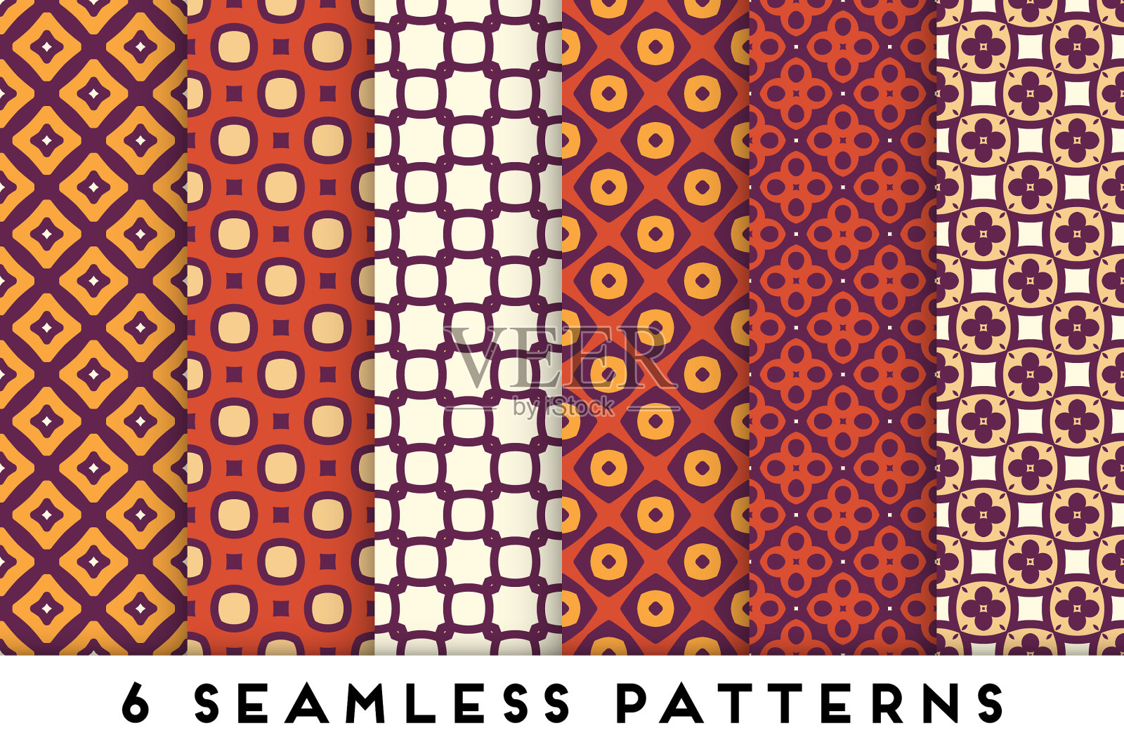 彩色无缝图案集合用插画图片素材