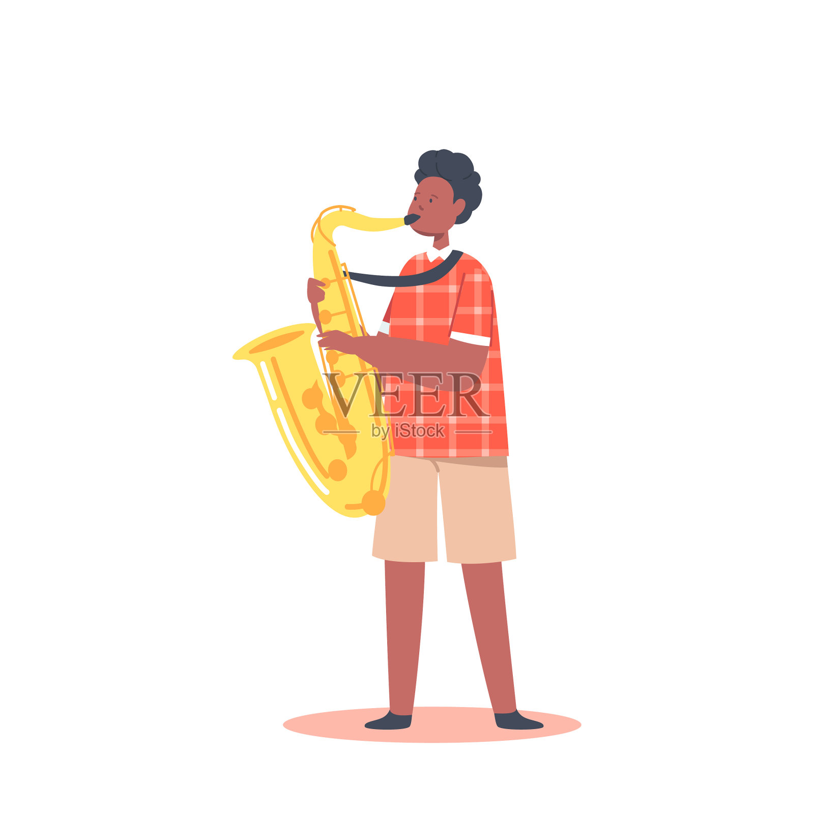 非洲男孩演奏萨克斯演奏音乐会设计元素图片