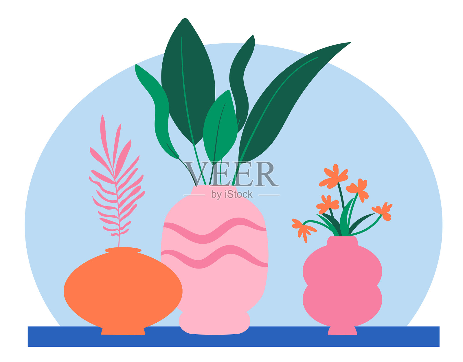 丰富多彩的室内植物波西米亚风格hygge插画图片素材