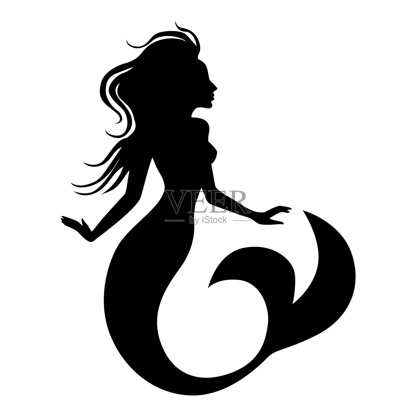 轮廓的美人鱼设计元素图片