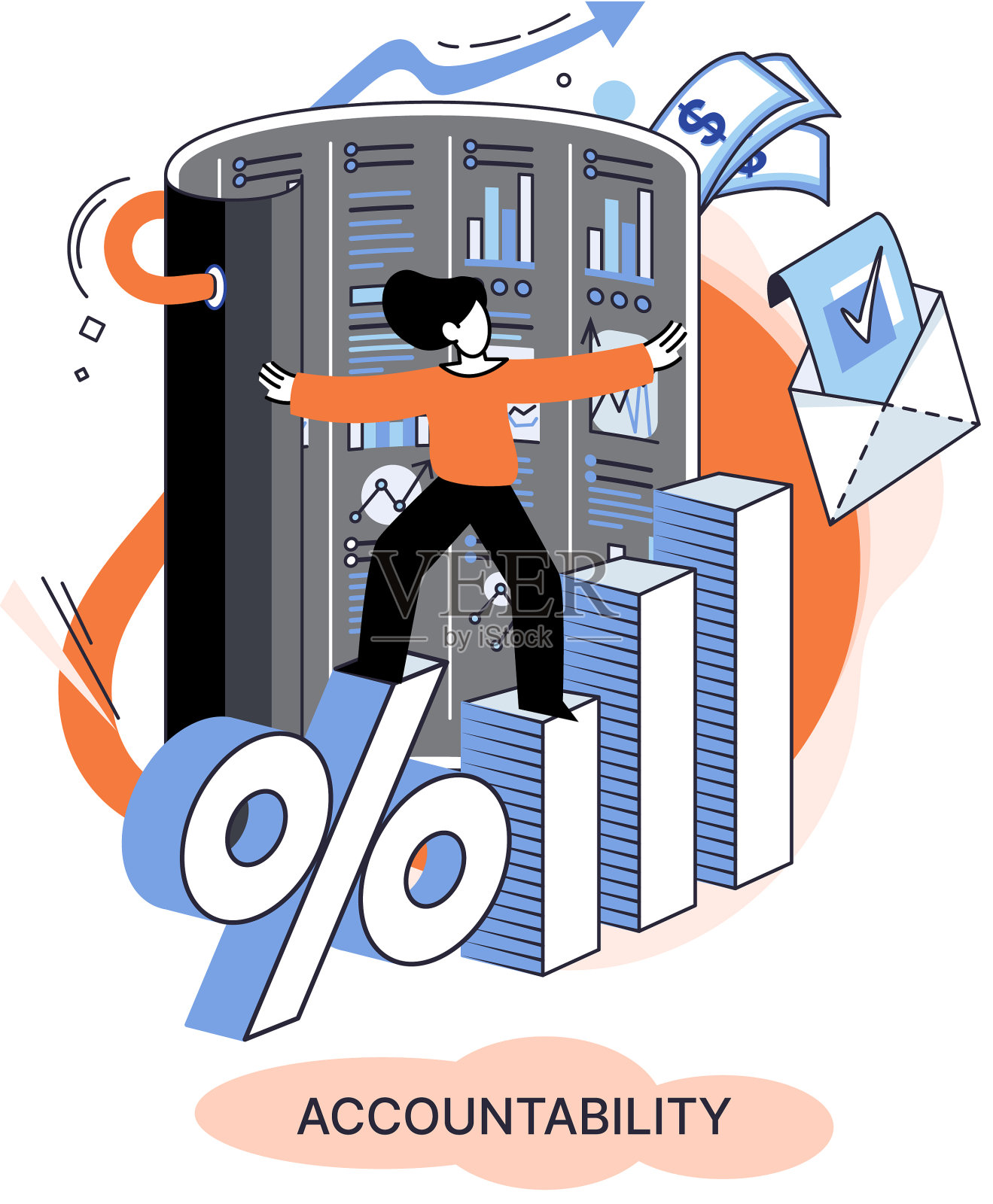 财务管理审查员审核插画图片素材