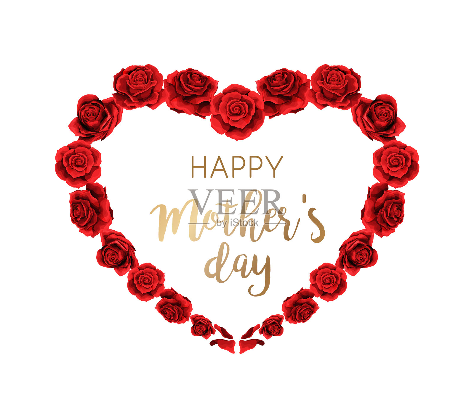 母亲节心标签框红玫瑰镶边设计元素图片