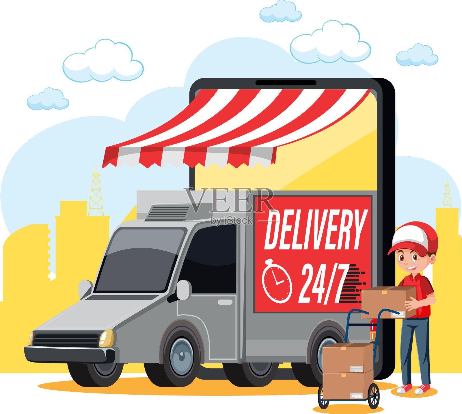 用货车快递包裹设计元素图片