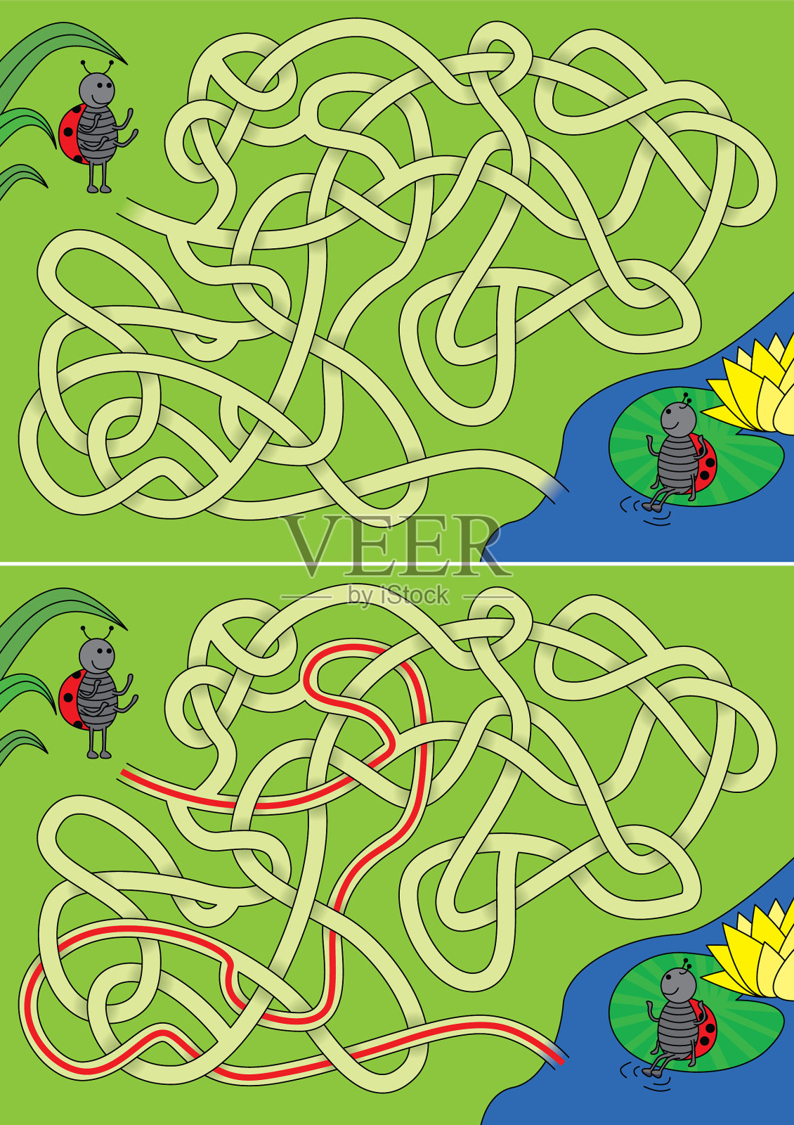 瓢虫迷宫插画图片素材