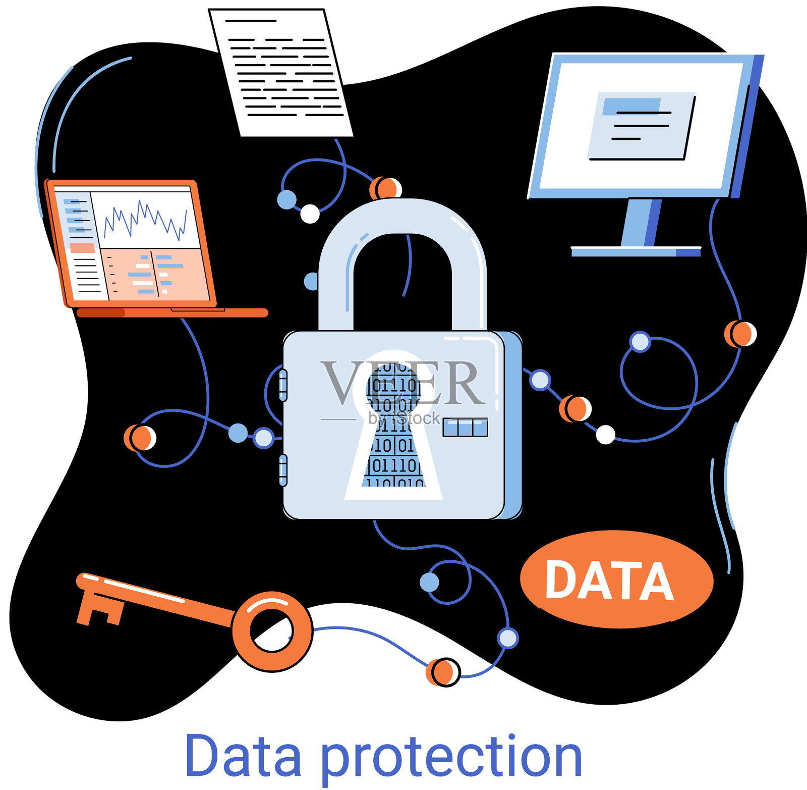 数据保护隐私网络安全插画图片素材