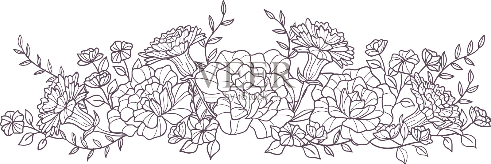 花束的孤立轮廓插画图片素材