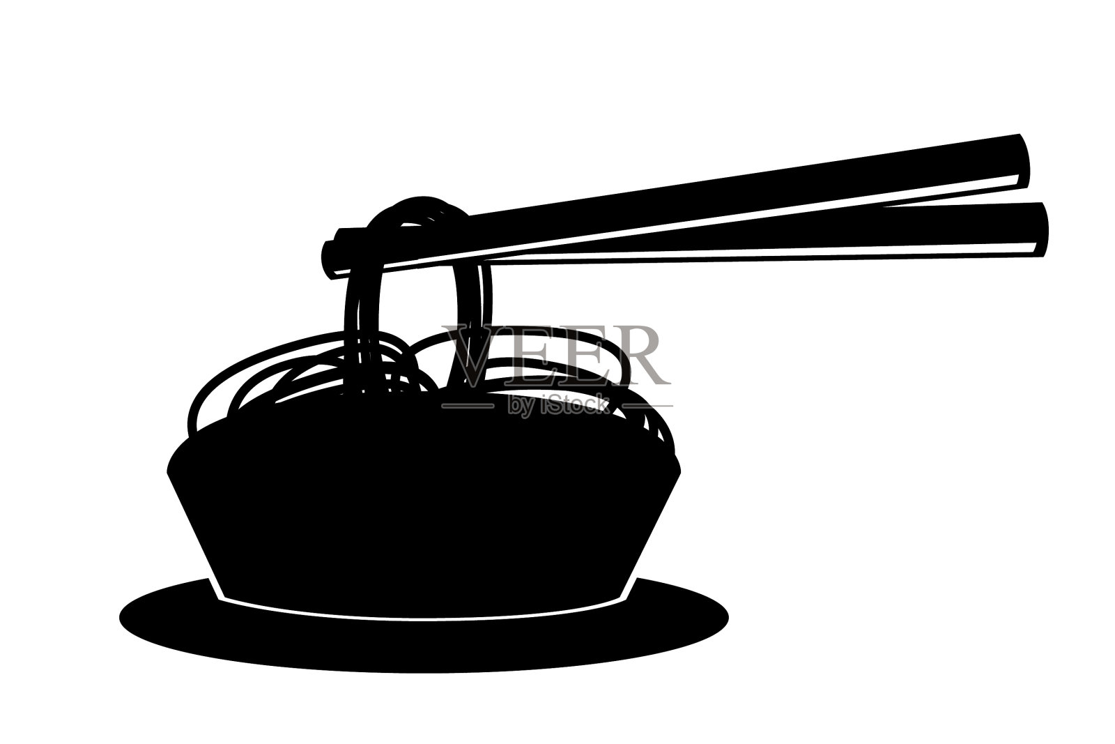 简单的面条在碗和筷子设计元素图片