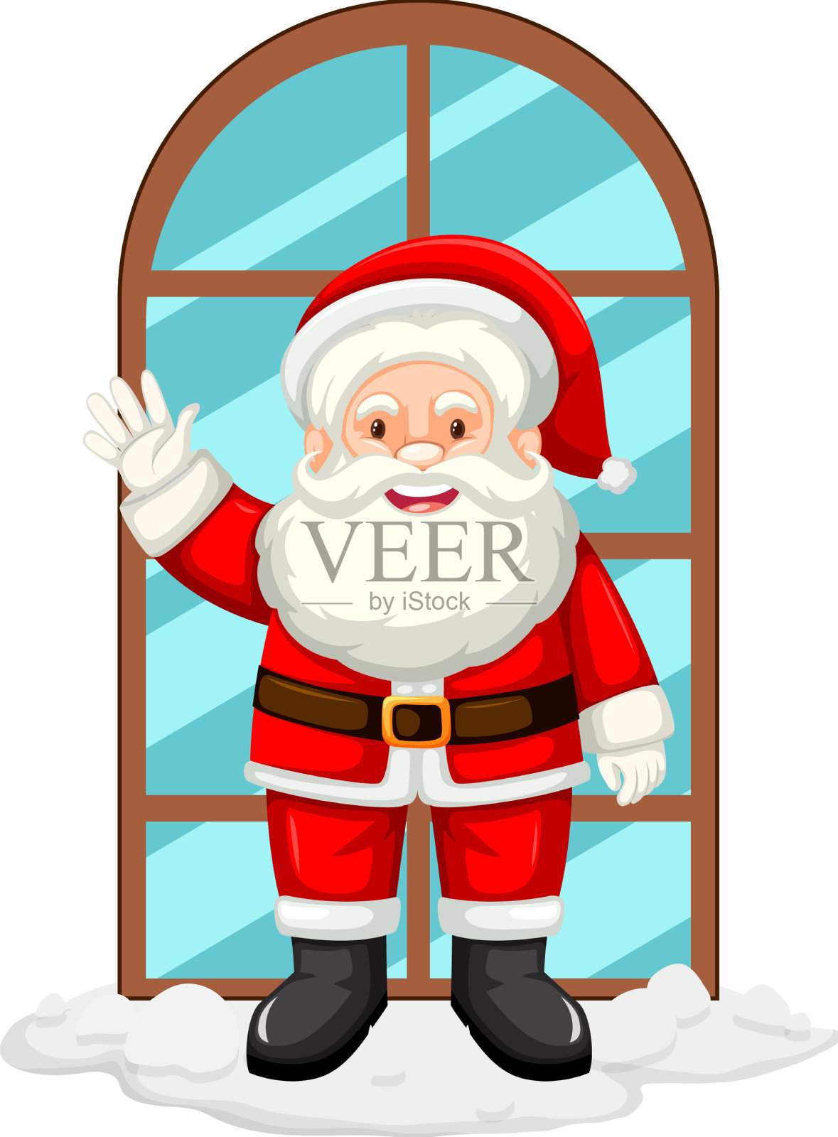 圣诞老人在窗边挥手设计元素图片