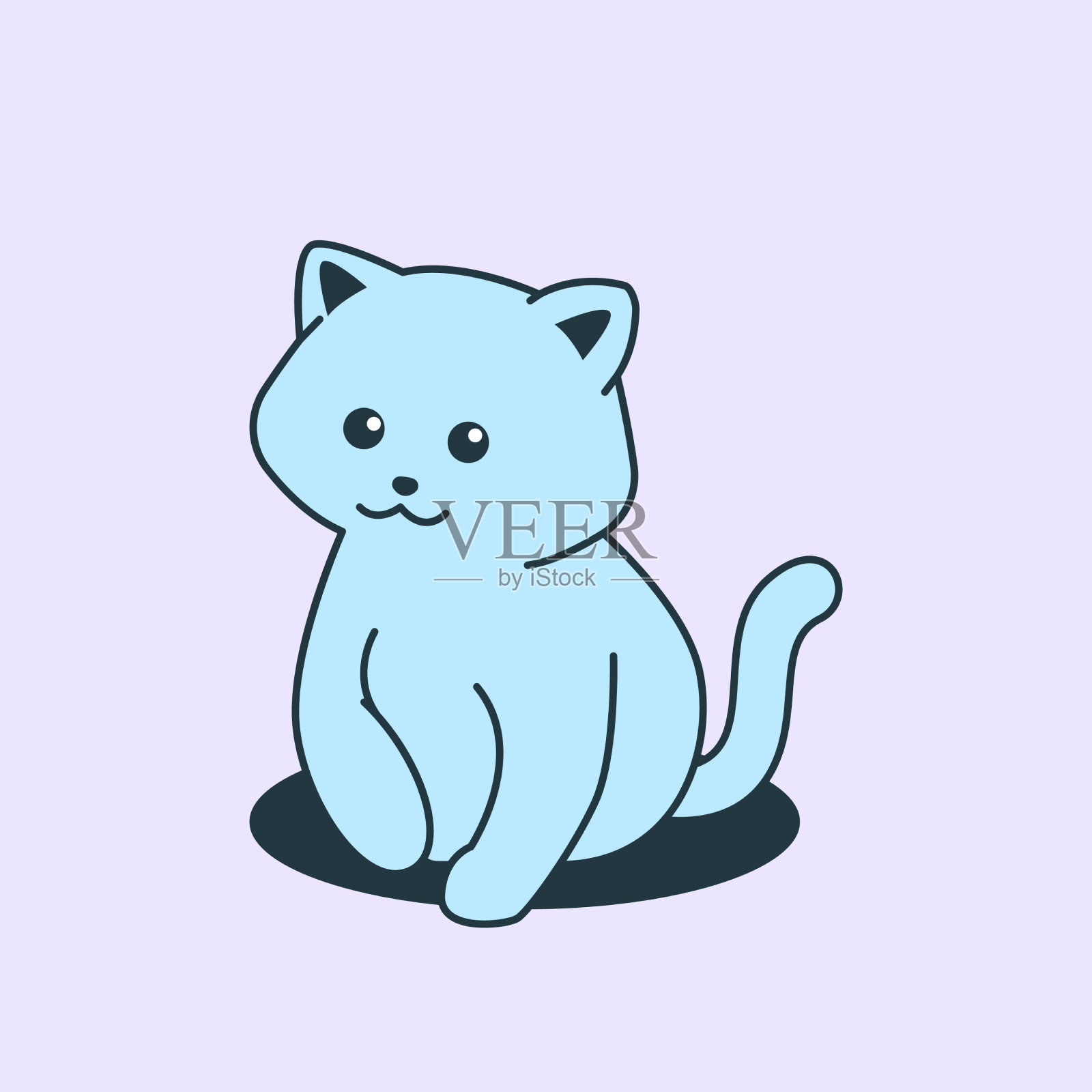 可爱的小猫坐萌的小猫卡通插画图片素材