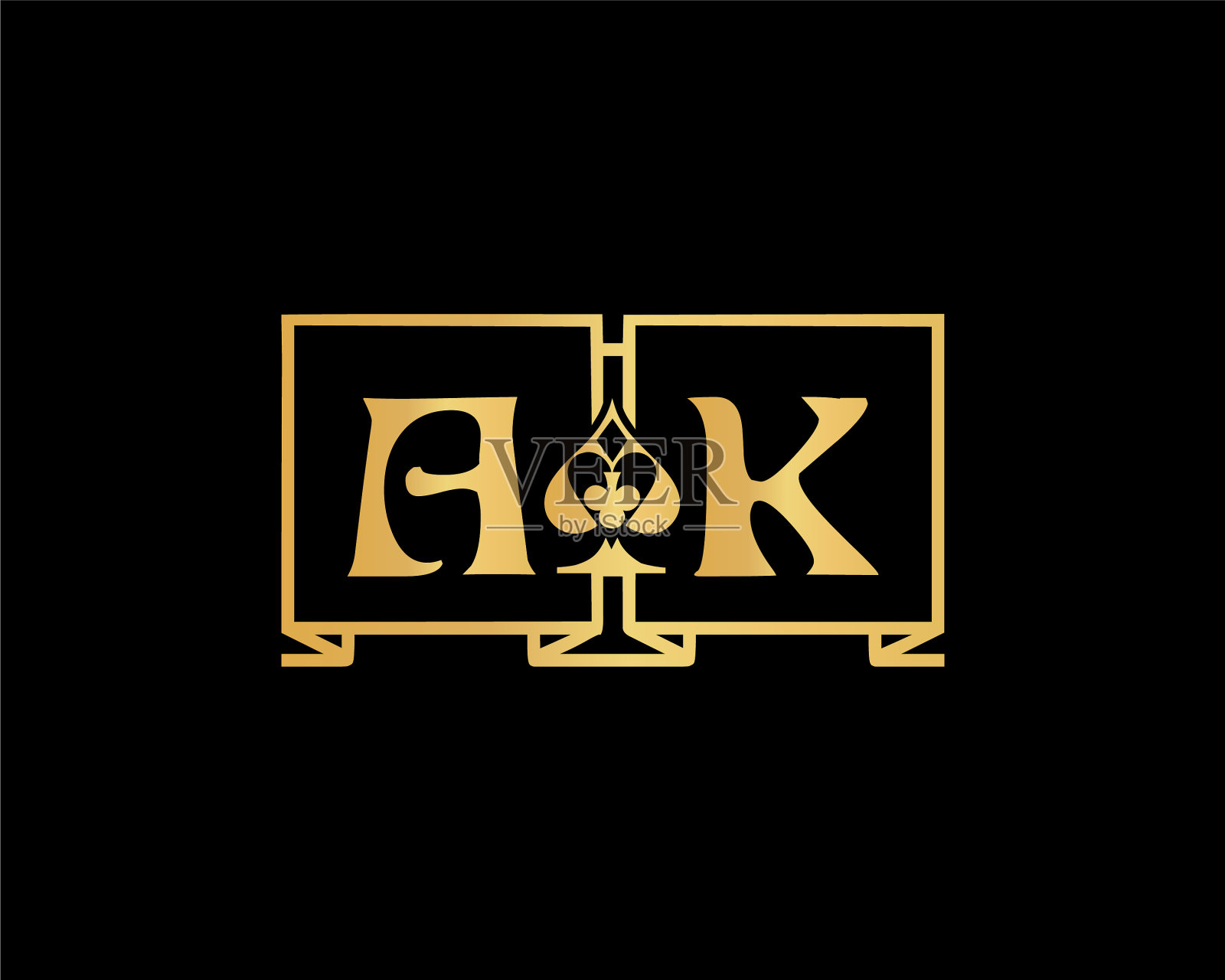 字母ak扑克标志首金字母ak标志插画图片素材