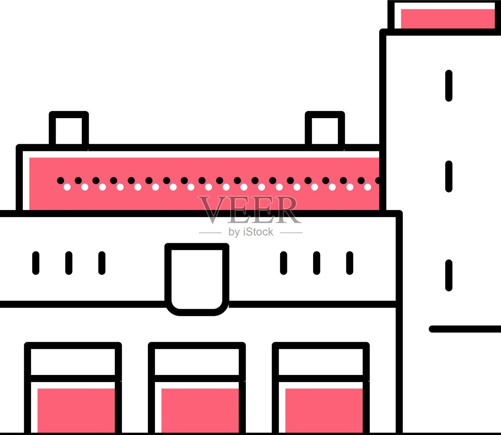消防部门大楼彩色图标设计元素图片