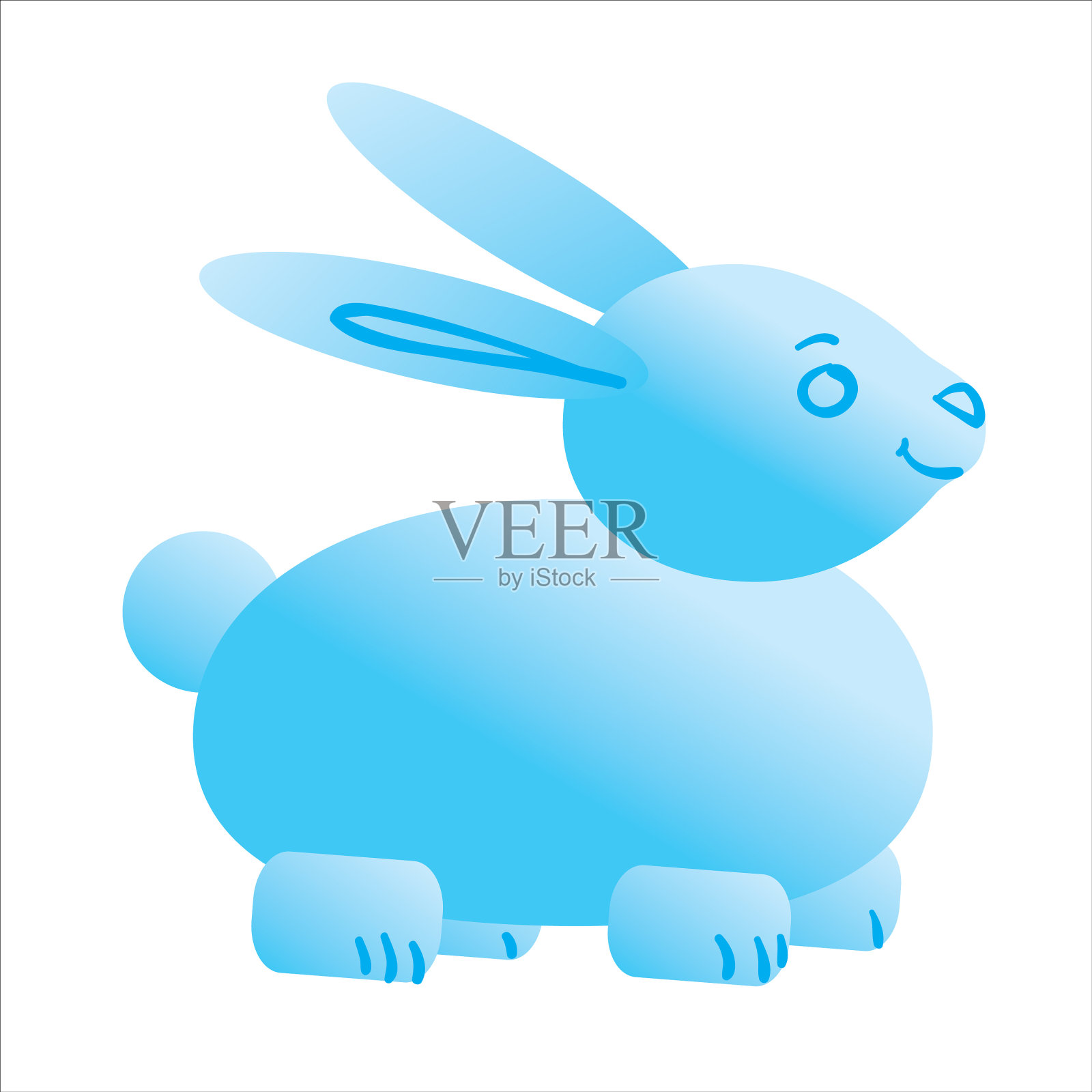 风格化的兔子在蓝色卡通孤立设计元素图片