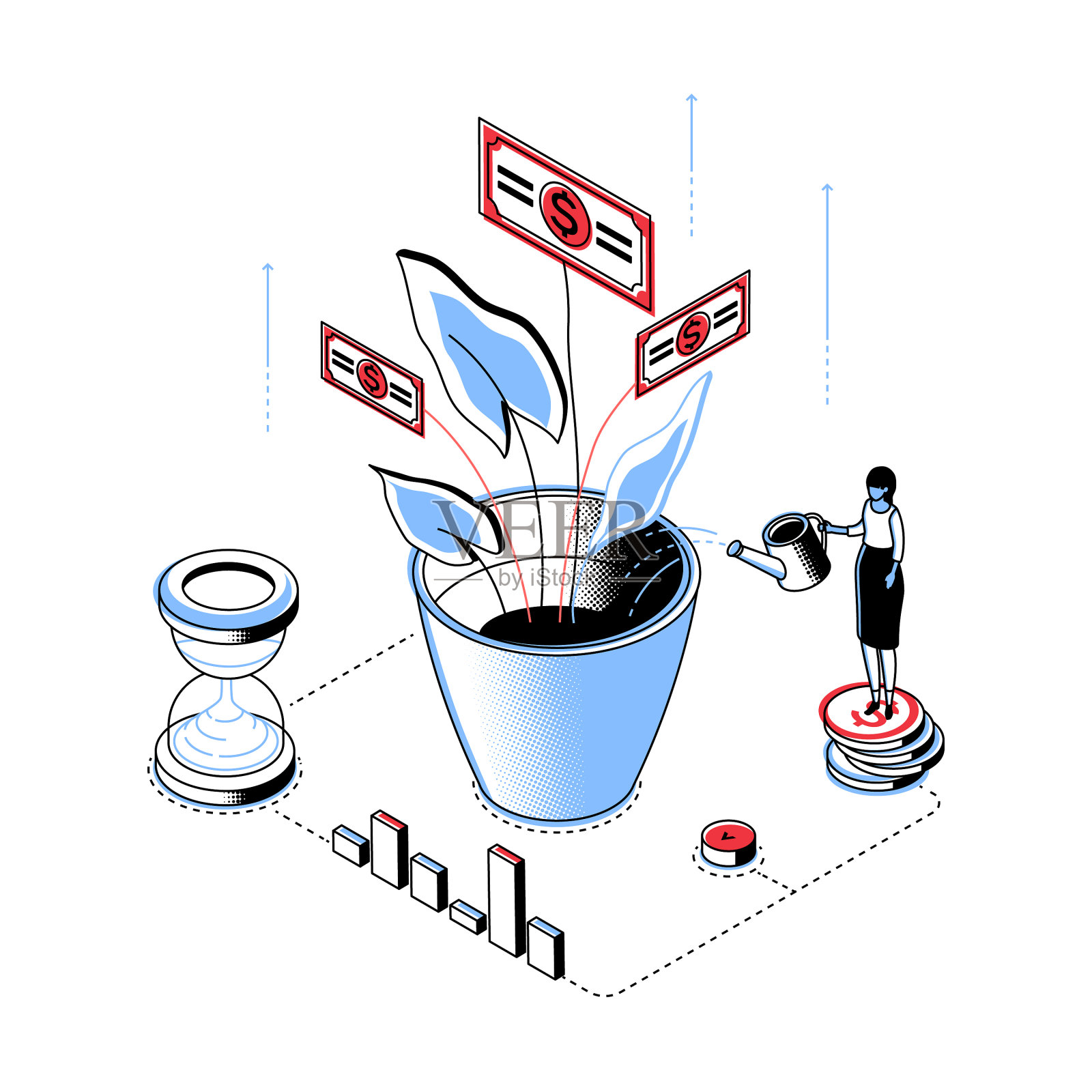 绿植-现代线条等距设计风格设计元素图片