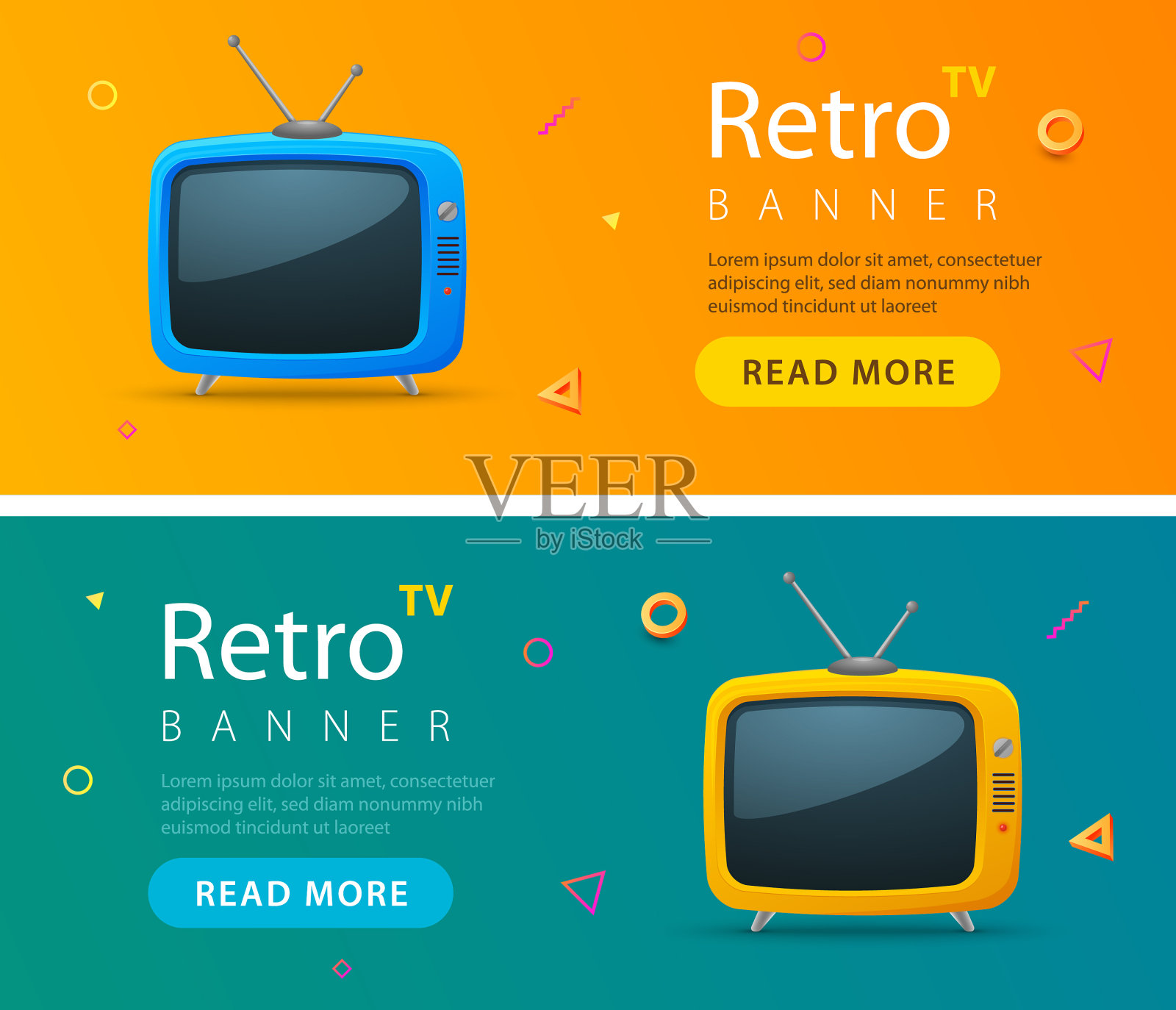 复古电视卡通背景媒体橙黄色插画图片素材