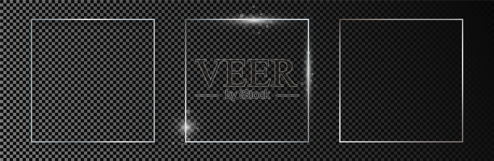 银色发光方框插画图片素材