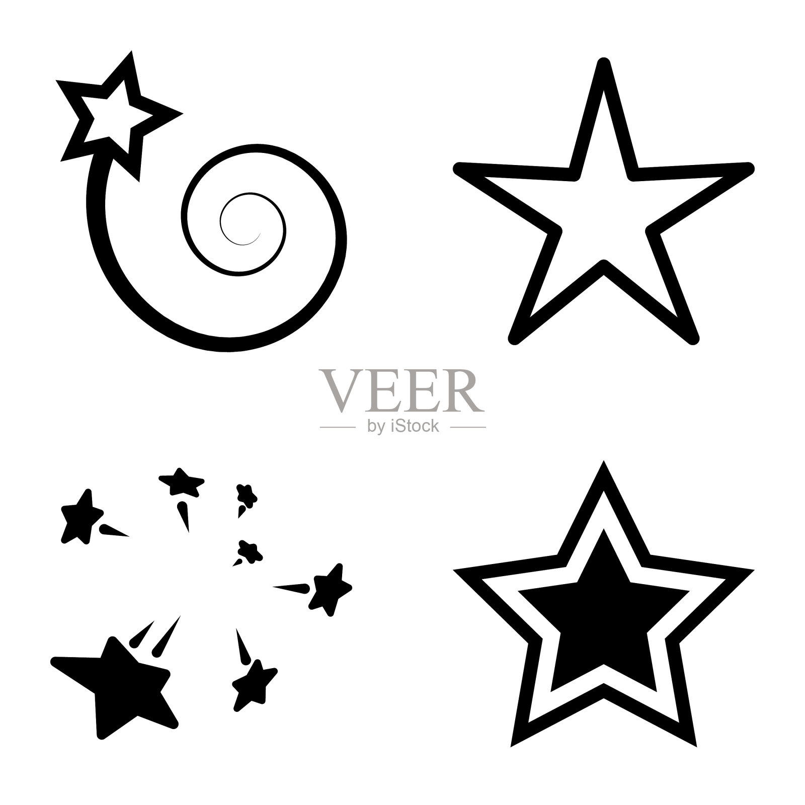 Stars1-2starfall平面图标被隔离在白色上插画图片素材