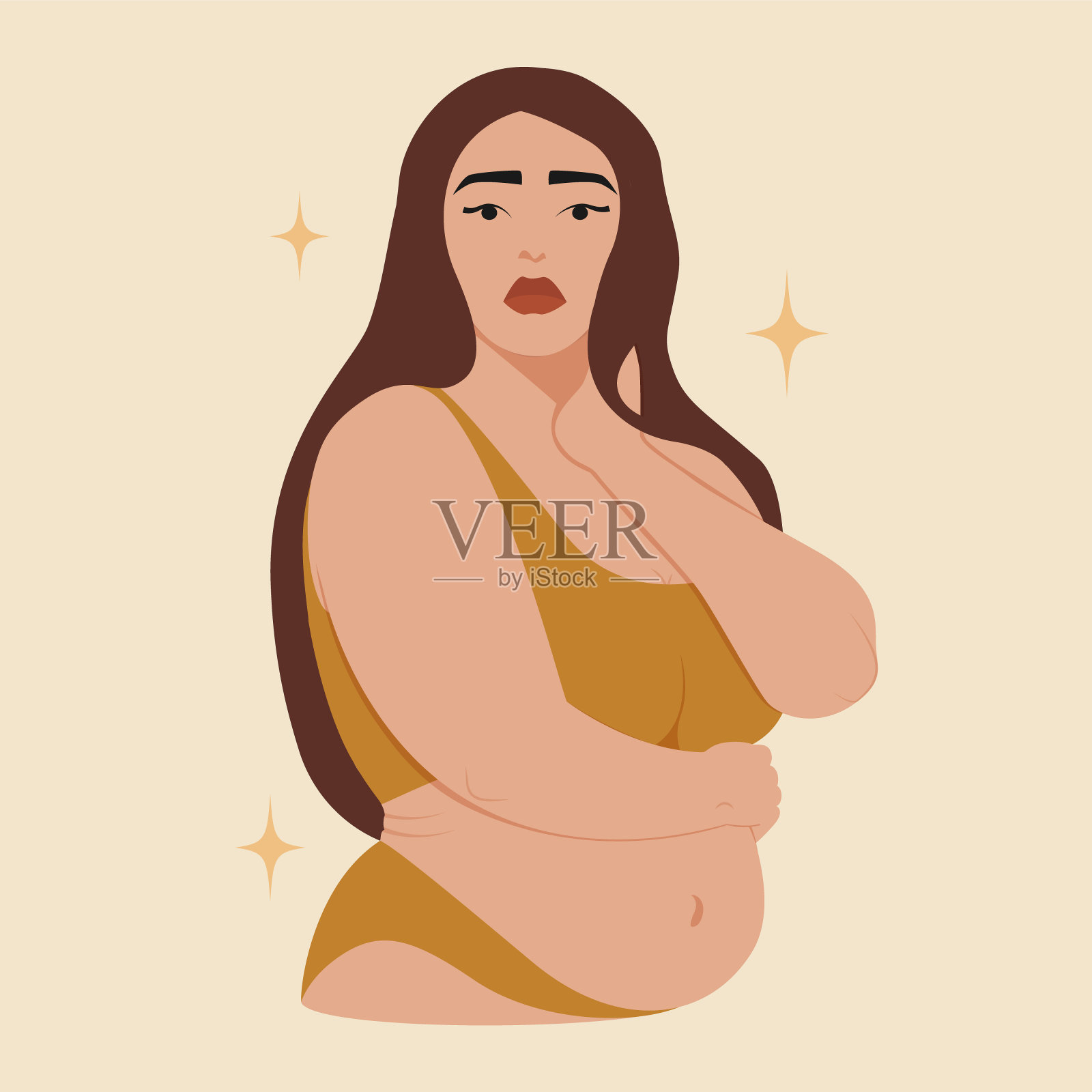 现代插画-幸福的怀孕和母亲。插画图片素材