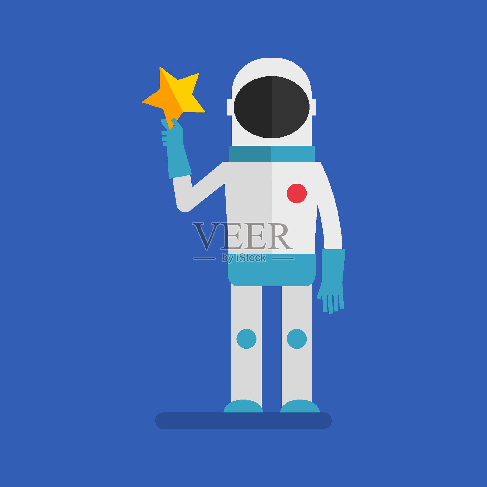 拿着金星的宇航员。平的人插画图片素材