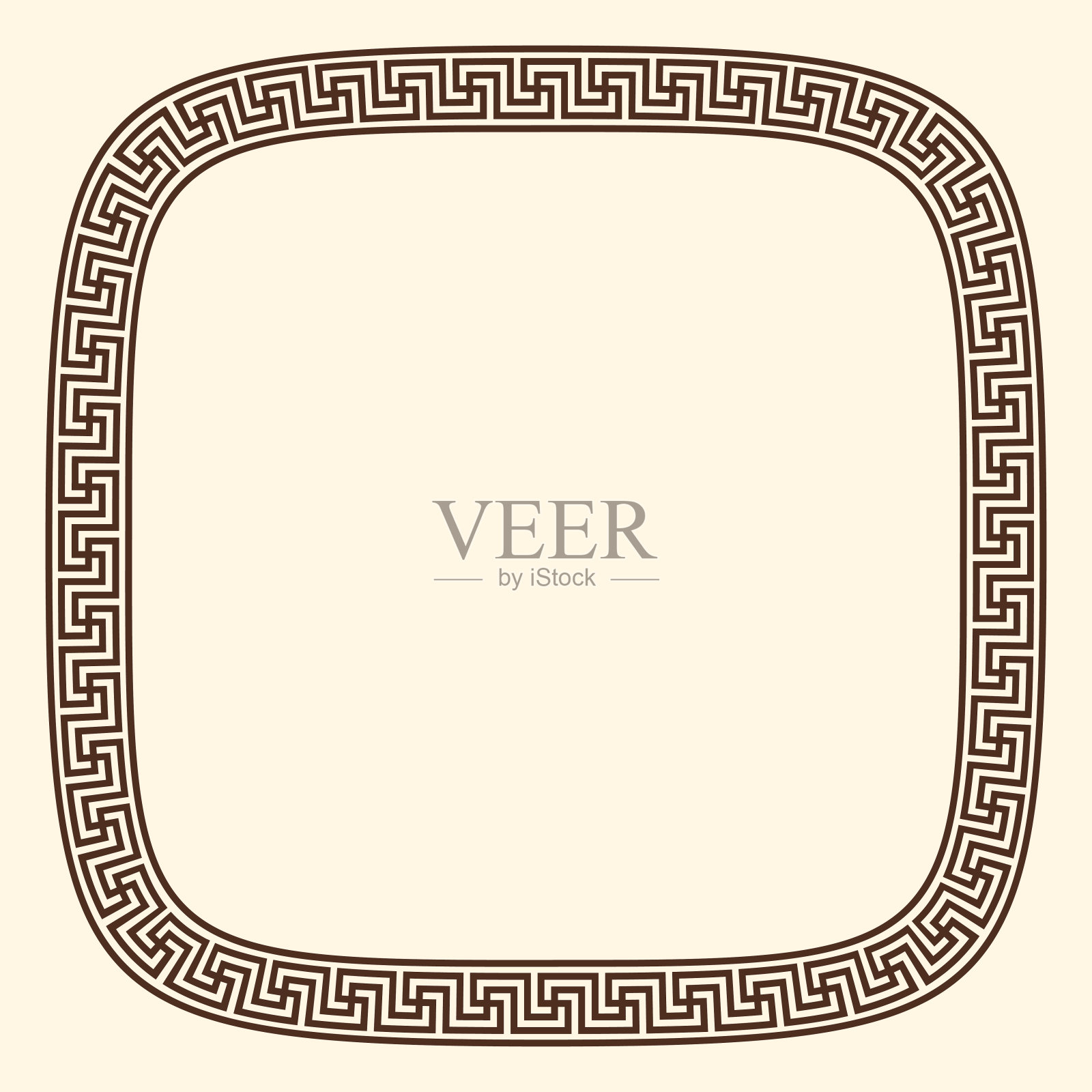 希腊钥匙图案，圆形方形框架。装饰古代漫步插画图片素材
