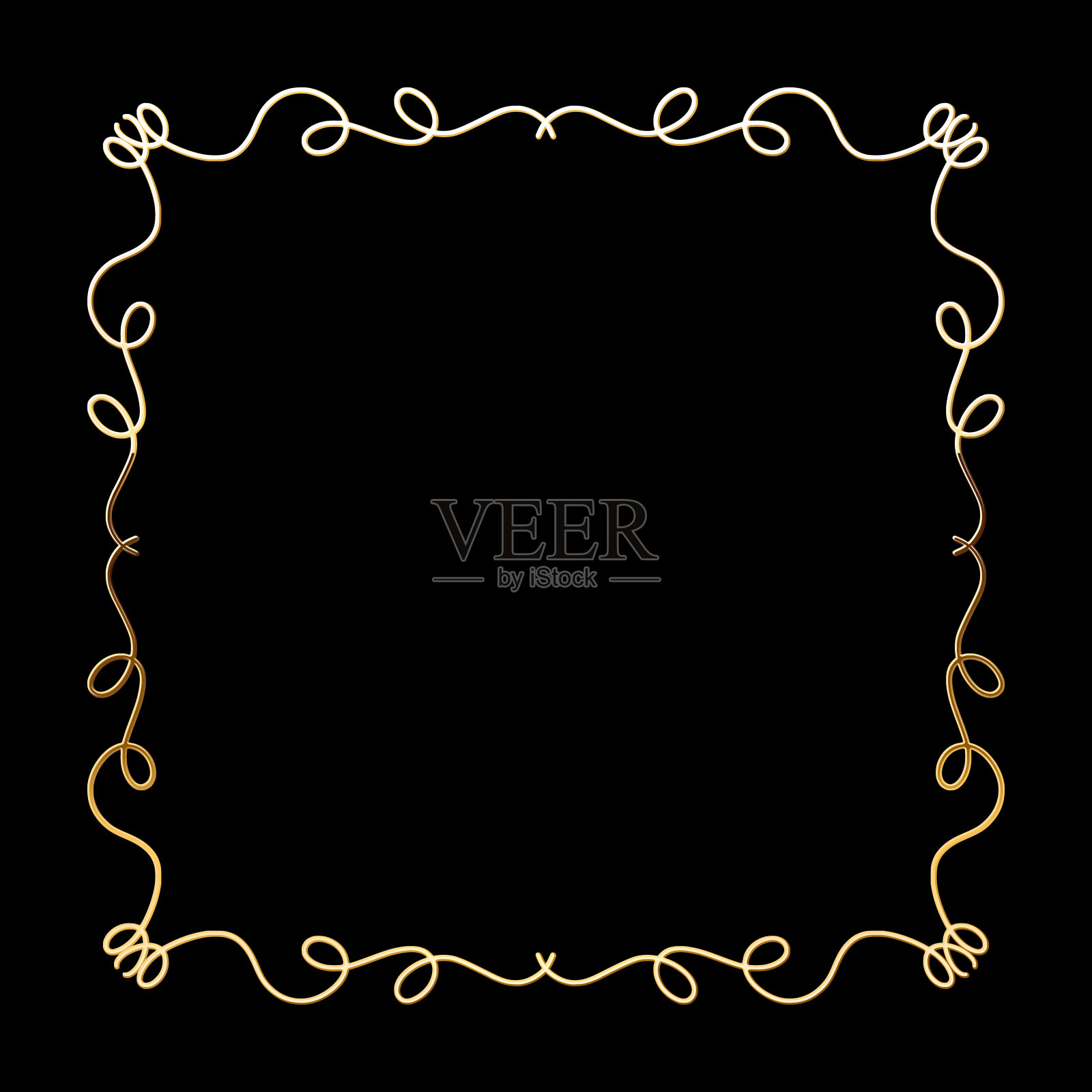 ⾦⾊书法奢华相框，维多利亚⻛格的⾦⾊优雅设计元素插画图片素材