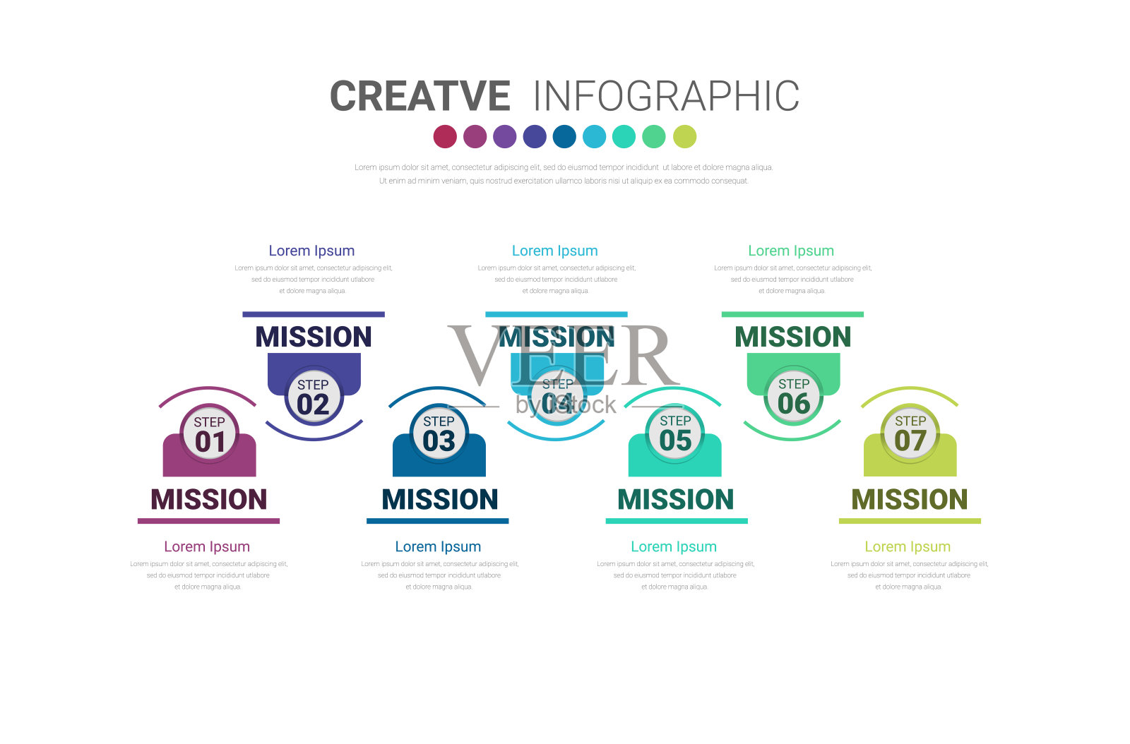 每周计划，7天时间线业务，演示业务。插画图片素材