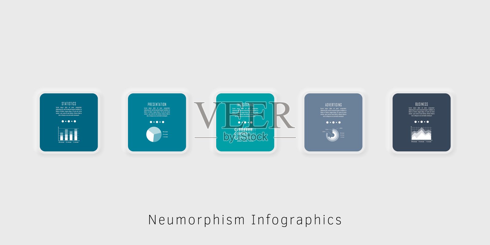 为图表，图表，网页设计，演示，工作流布局的Neumorphism信息图模板设计模板素材
