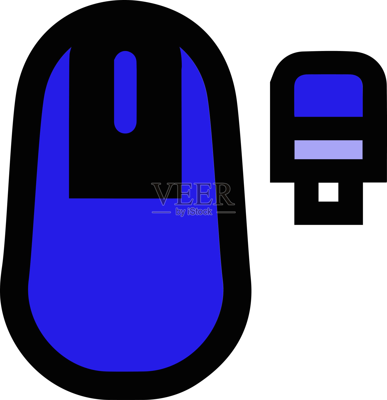 光学鼠标，蓝色电脑鼠标的插图。向量,卡通,绘画。插画图片素材