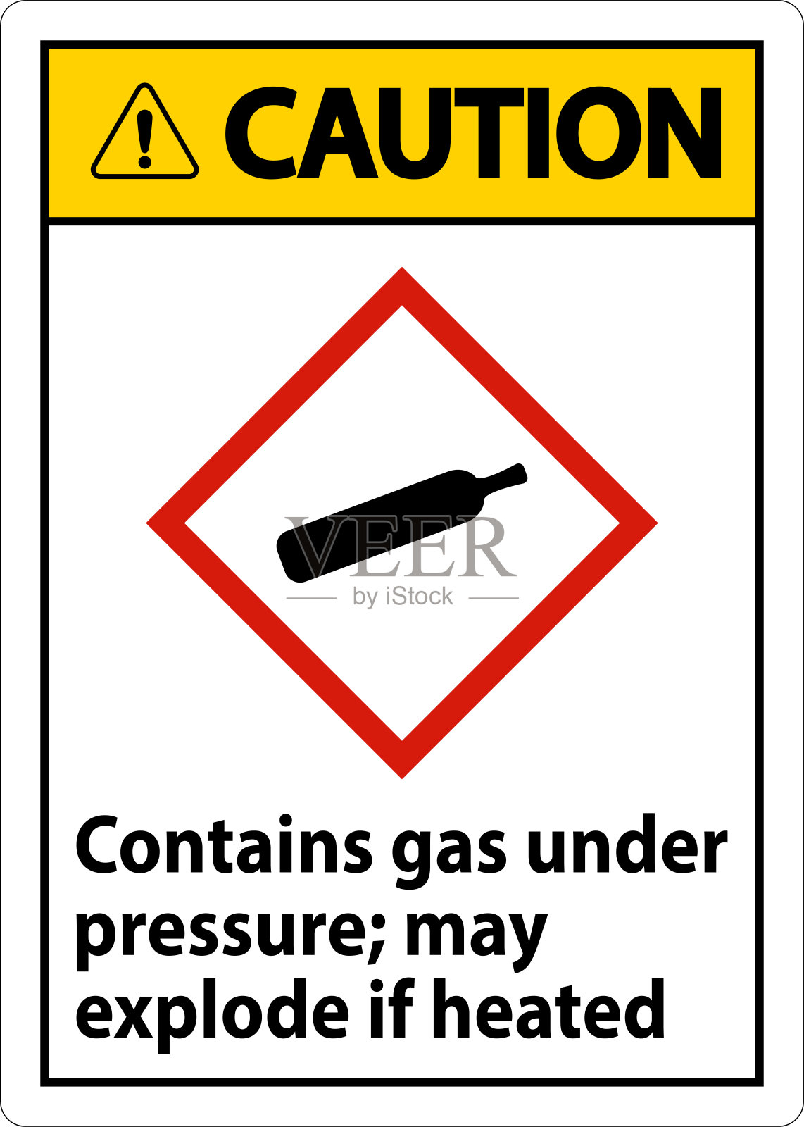 警告含有压力下气体GHS标志在白色背景插画图片素材