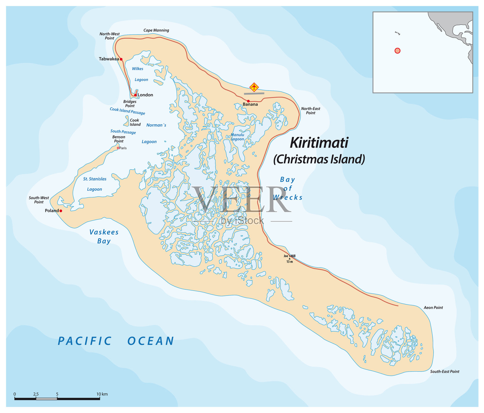 基里巴斯的一个环礁基里巴斯岛矢量图插画图片素材