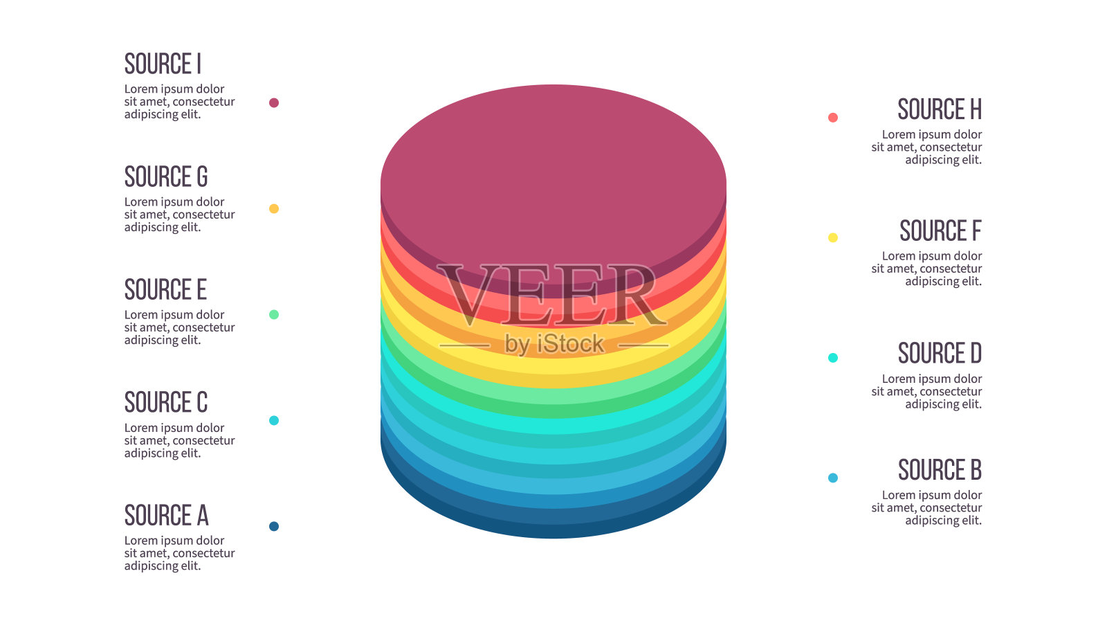 业务信息图。图表有9个步骤，选项，部分。向量模板。设计模板素材