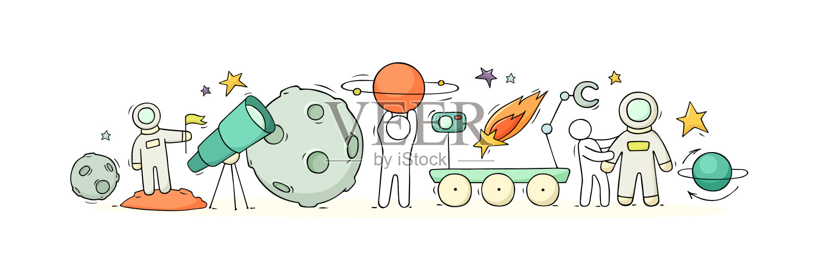 有天文符号的人插画图片素材