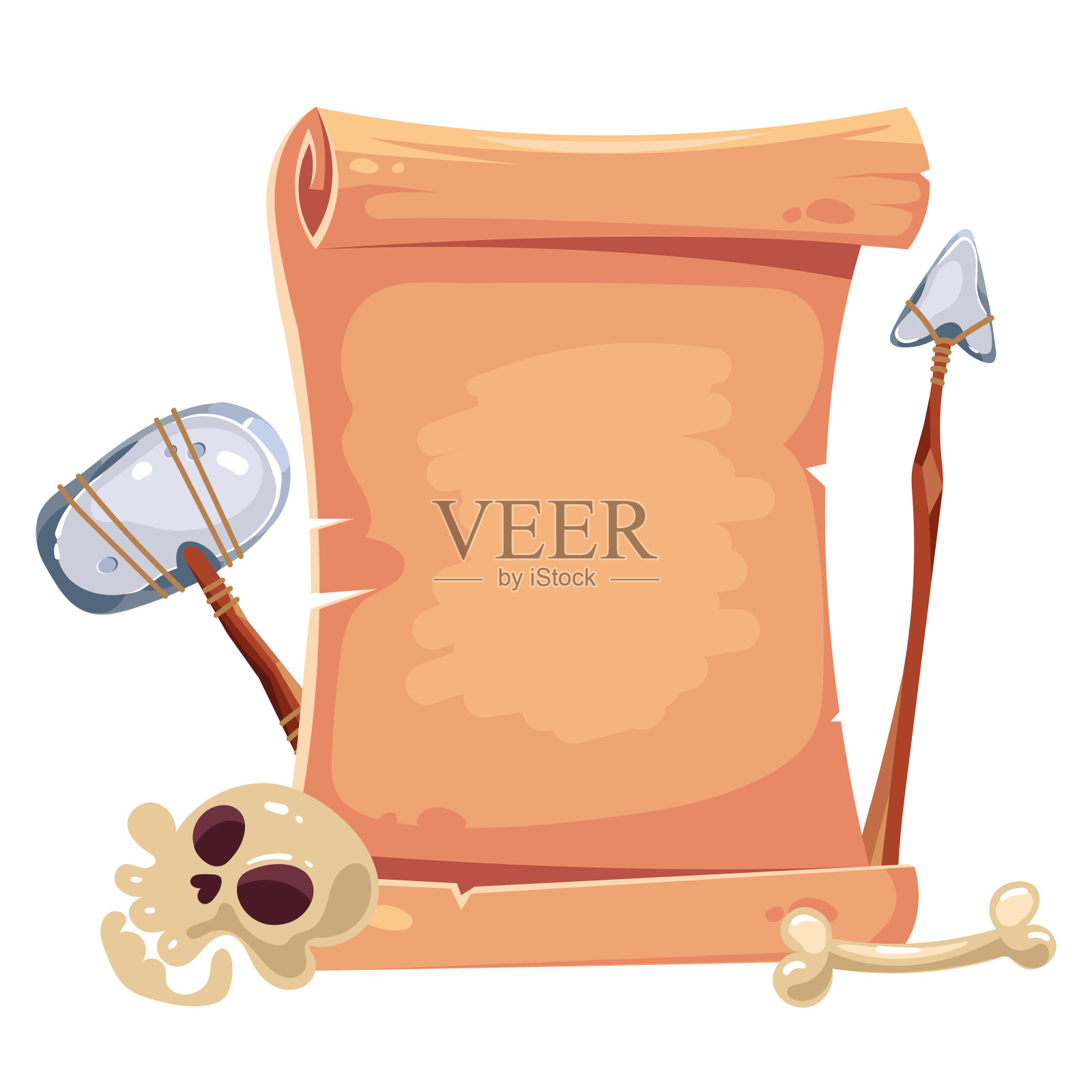 古代洞穴里孤立的羊皮纸卷纸概念。矢量平面设计插图插画图片素材