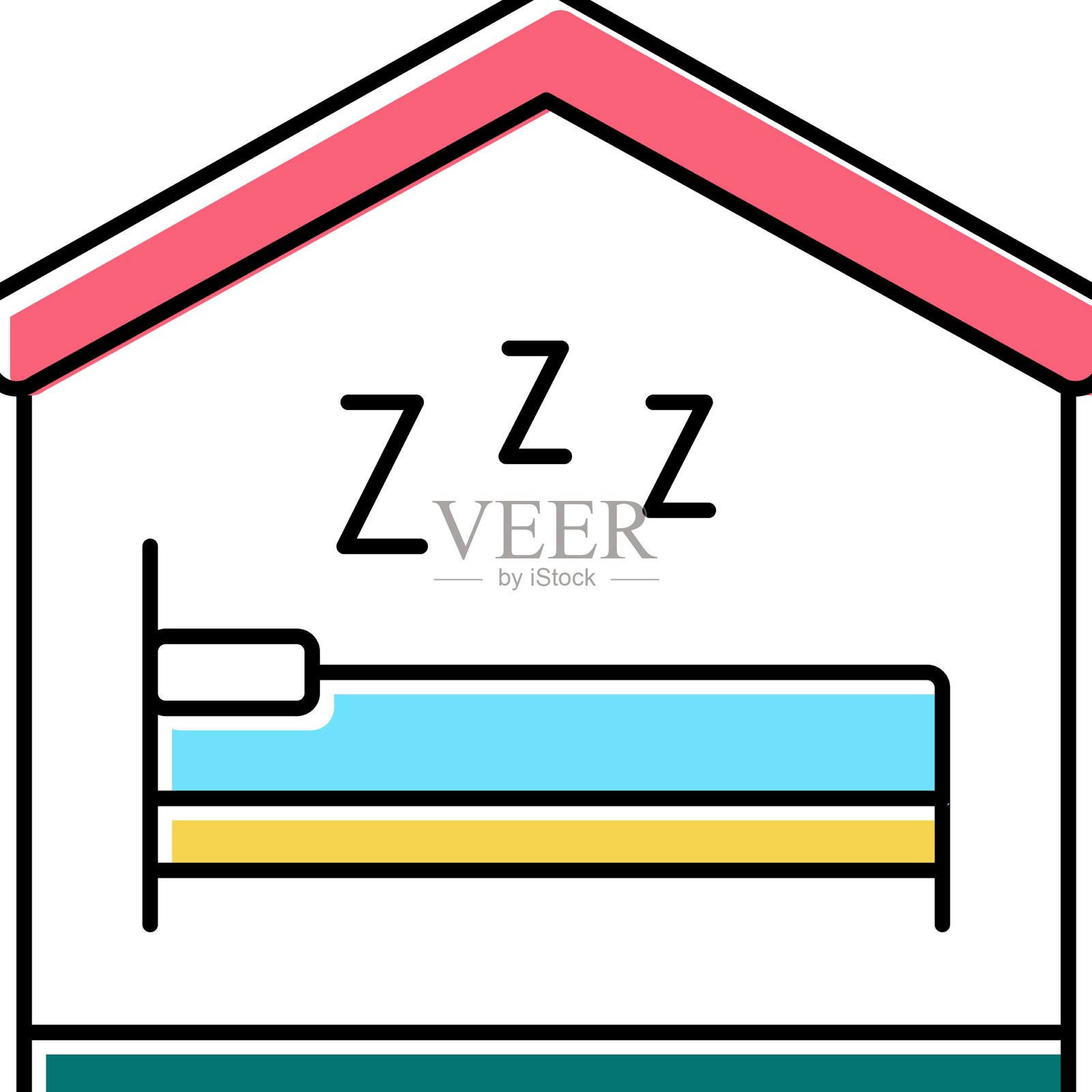 睡觉的床颜色图标图标素材