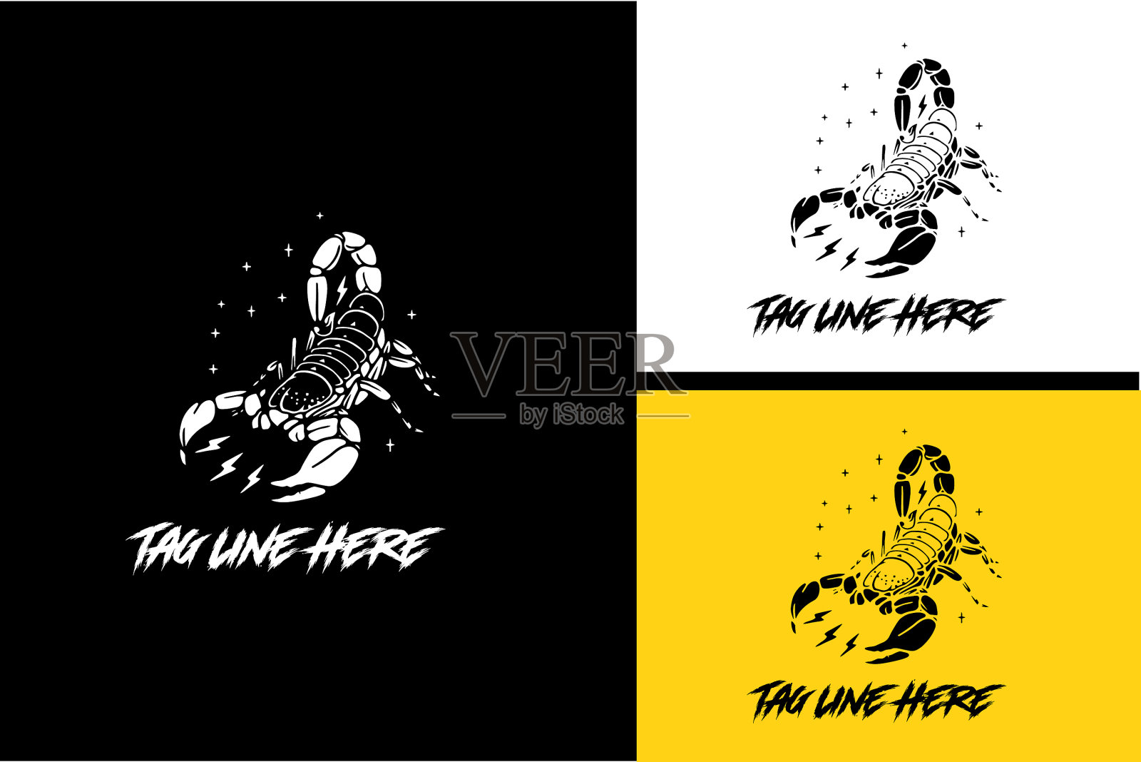 标志设计为蝎子黑白相间插画图片素材