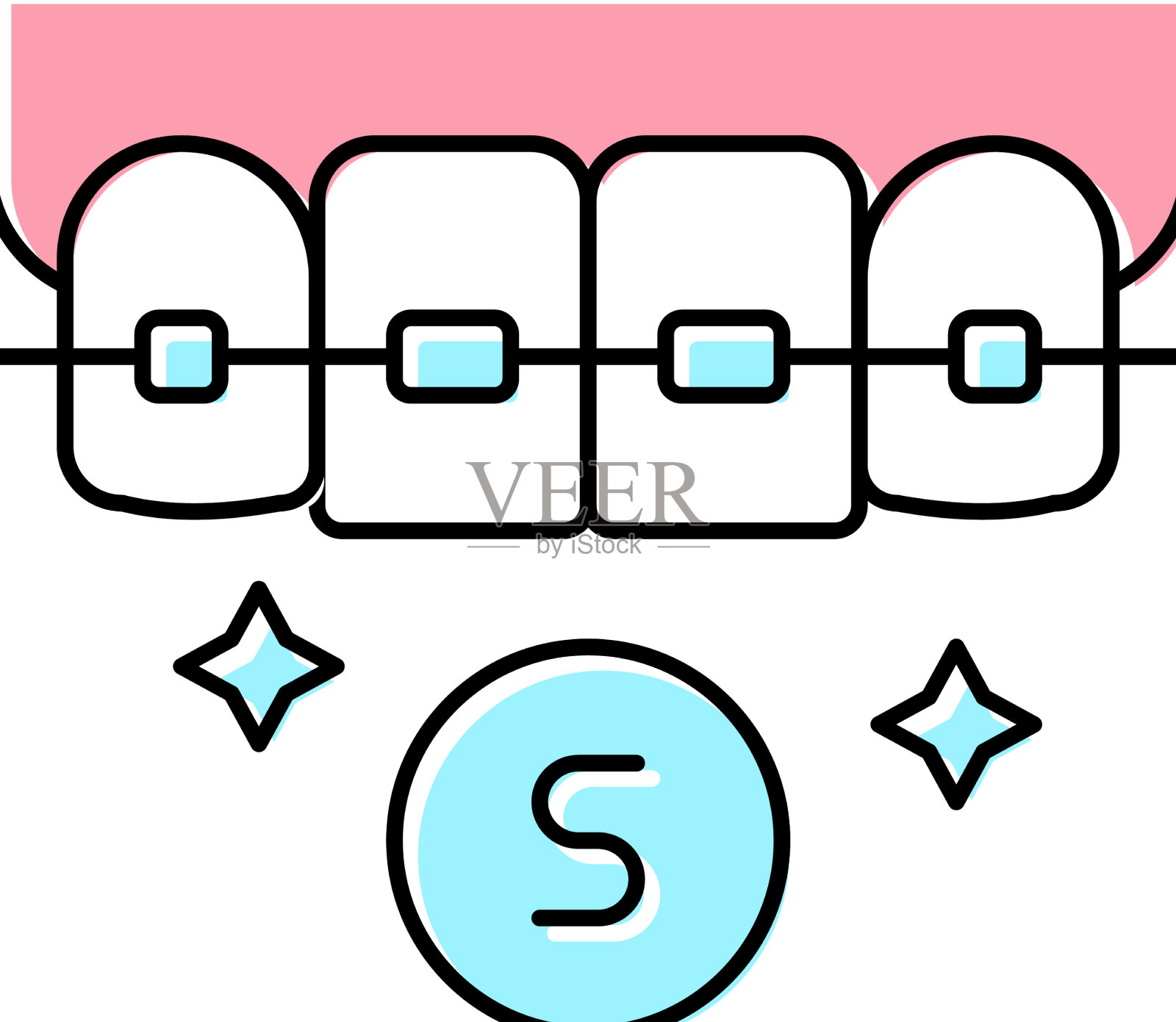 蓝宝石材质牙套颜色图标插画图片素材