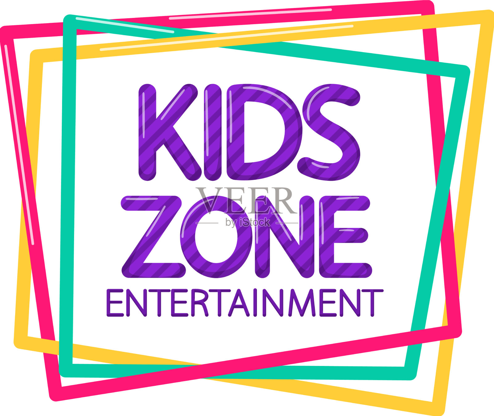 儿童区娱乐幼稚旗帜标签插画图片素材