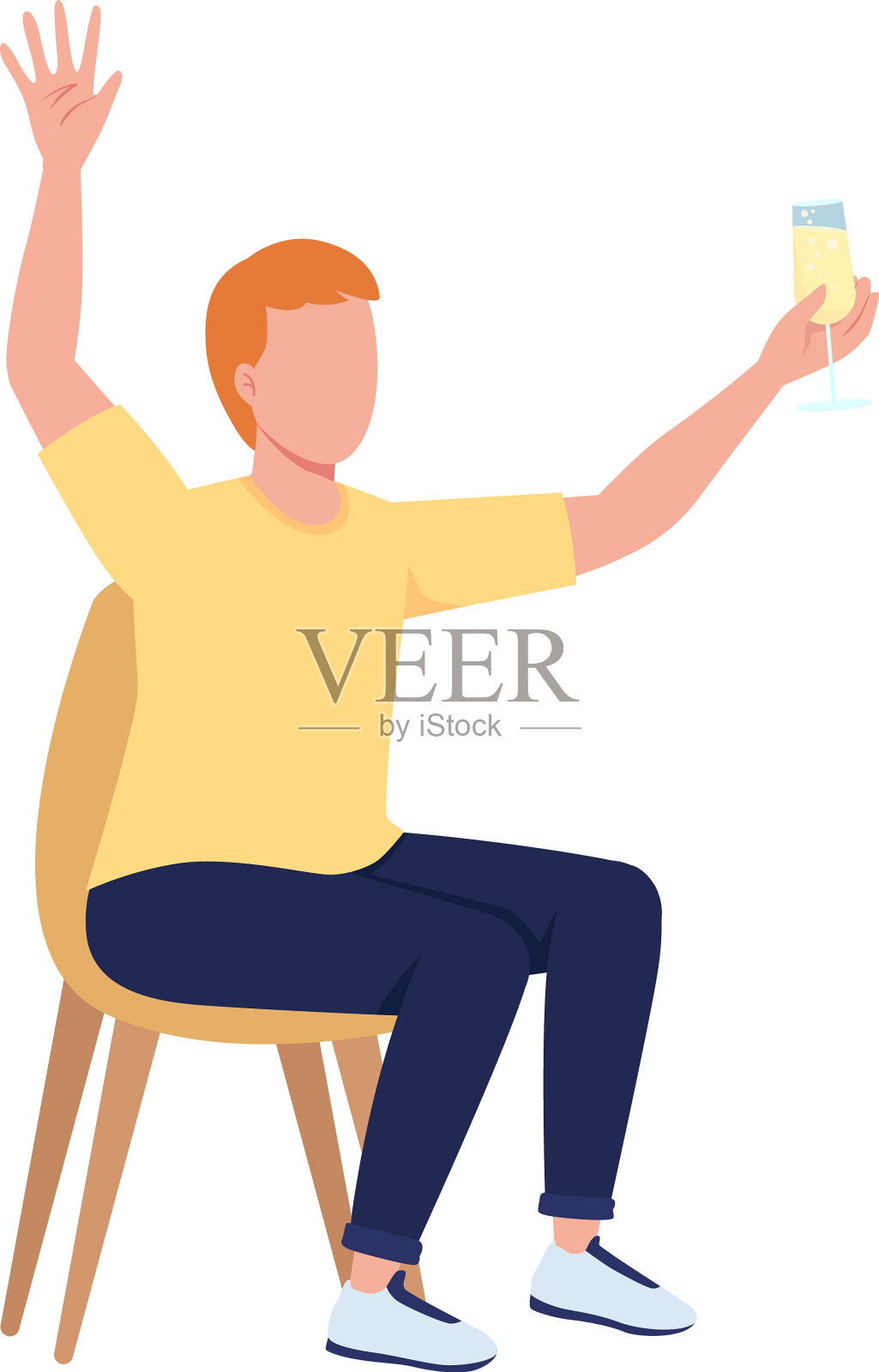 聚会客人捧酒半平色设计元素图片