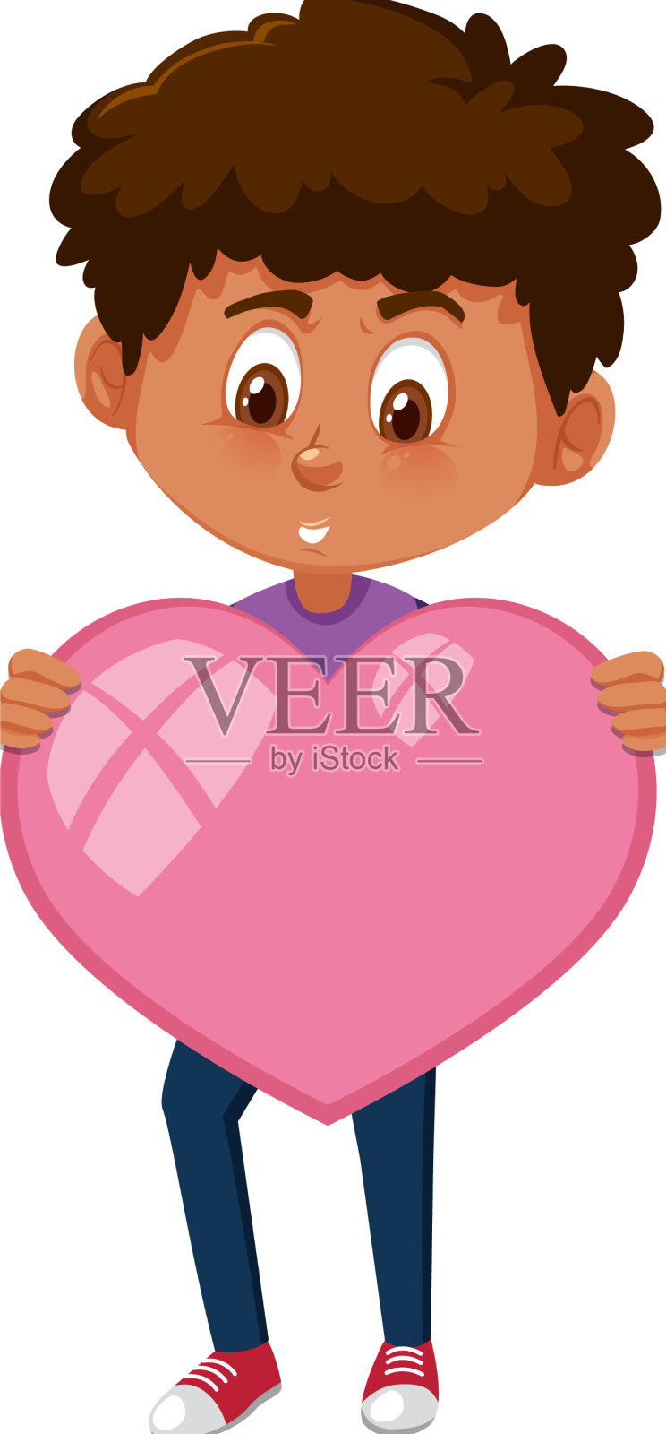 卡通风格的抱心男孩设计元素图片